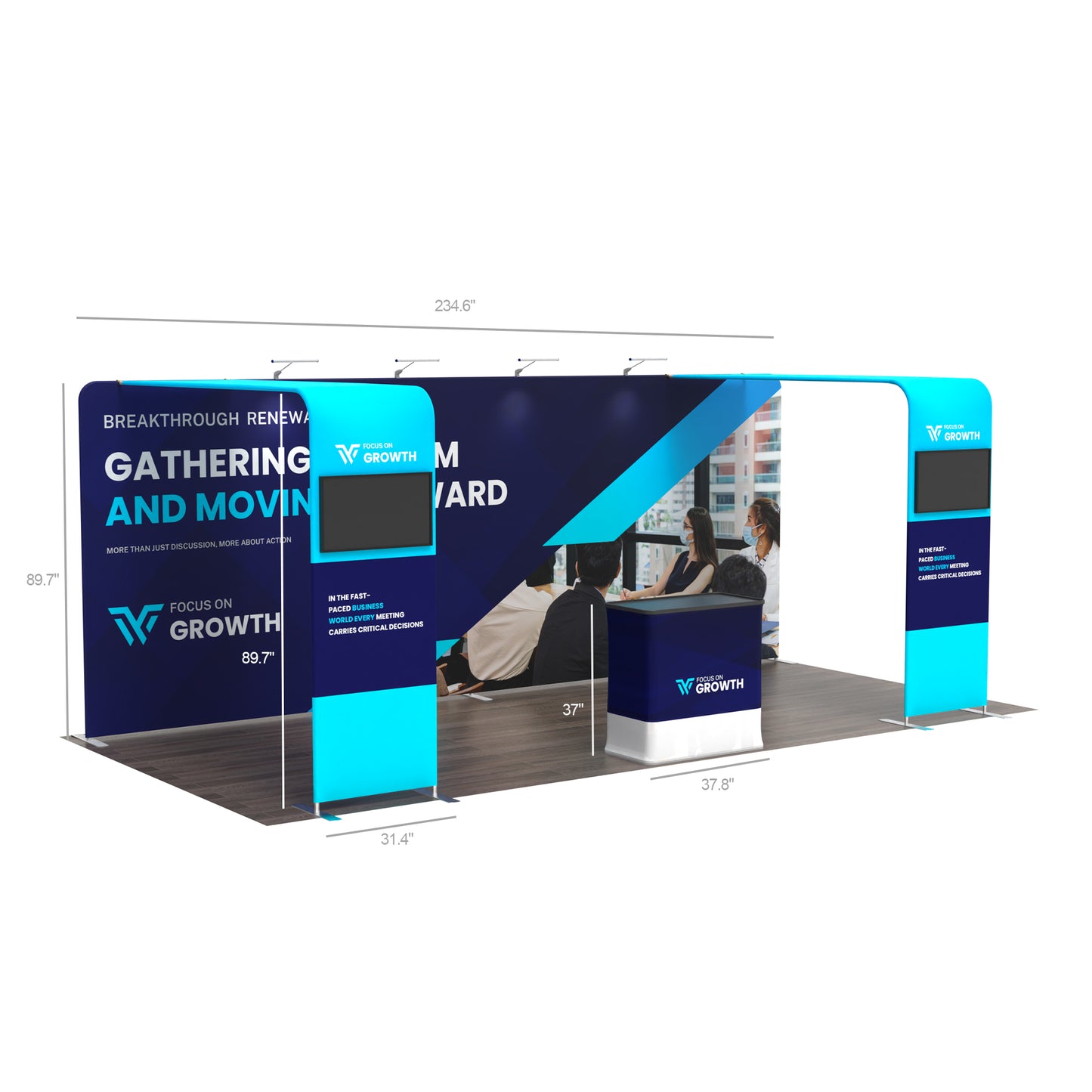 10x20 TenseFlex Media Trade Show Booth - Double Bridge - QuickShowDisplay