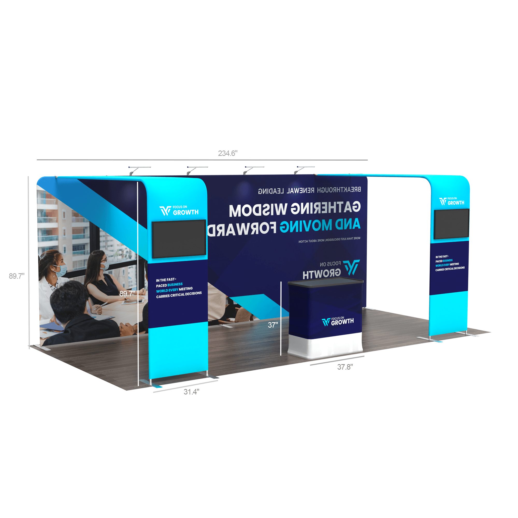 10x20 TenseFlex Media Trade Show Displays - Double Bridge