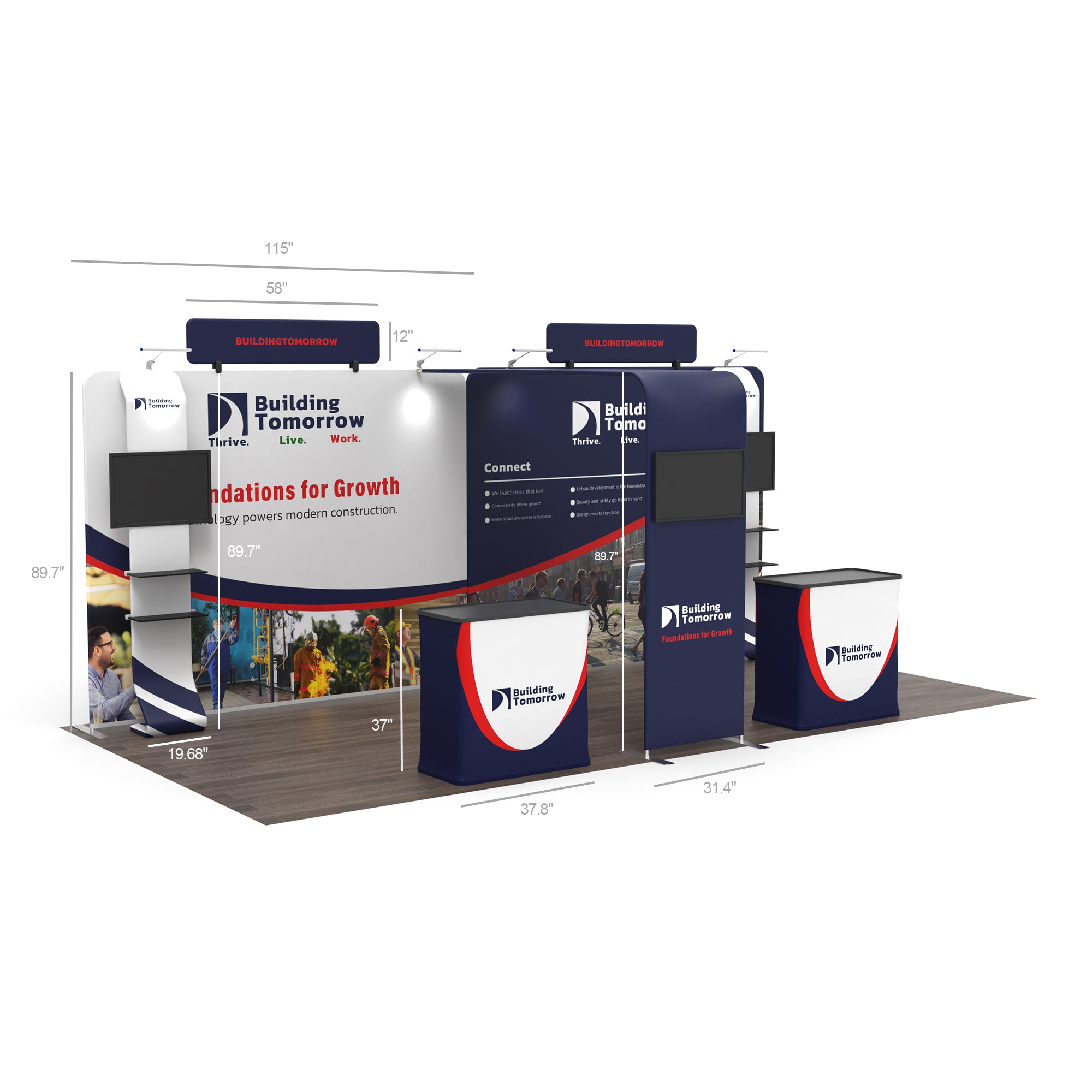 10x20 TenseFlex Media Trade Show Booth - Exhibit Max - QuickShowDisplay