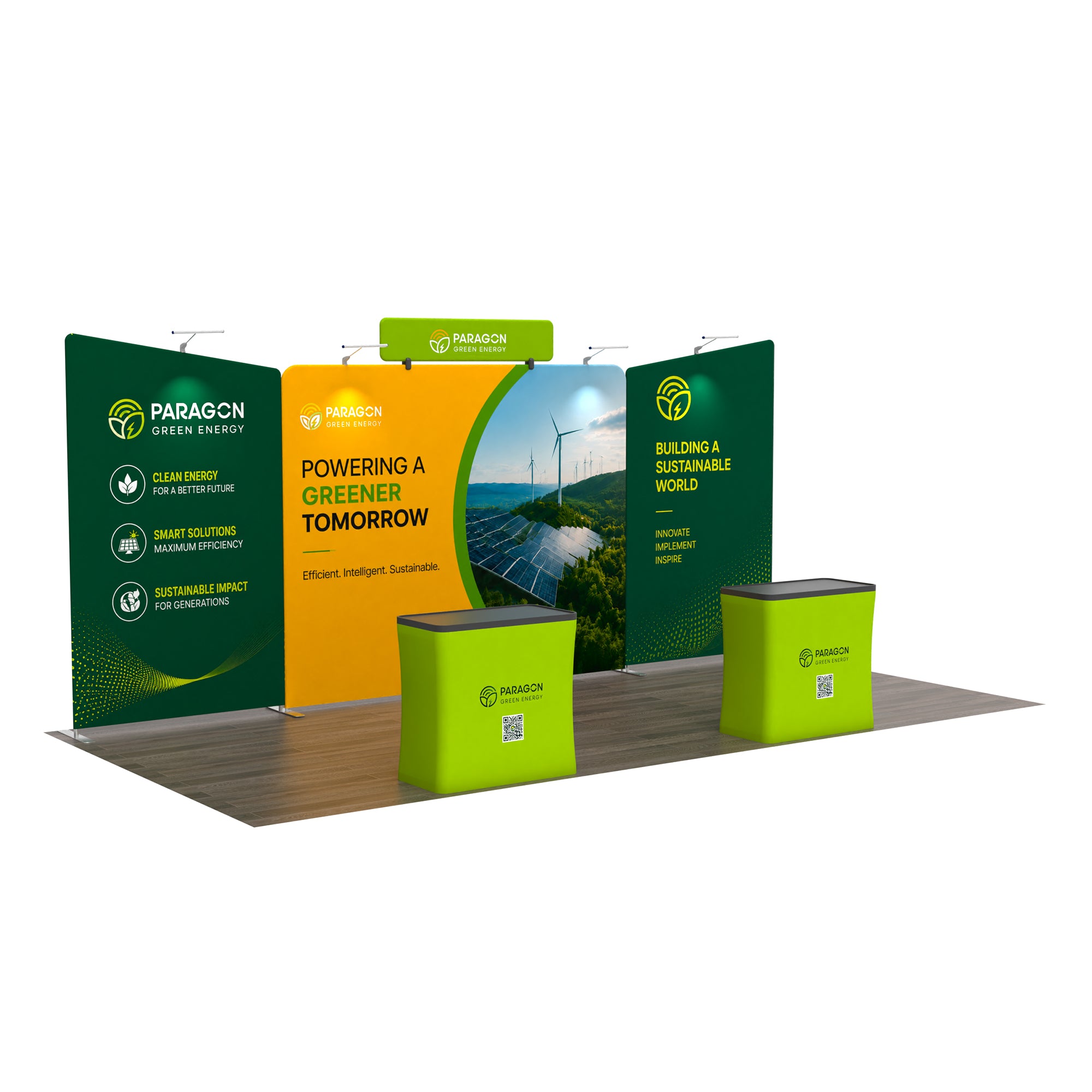 10x20 Angled Wing Fabric Booth | Modular TenseFlex Kit - QuickShowDisplay