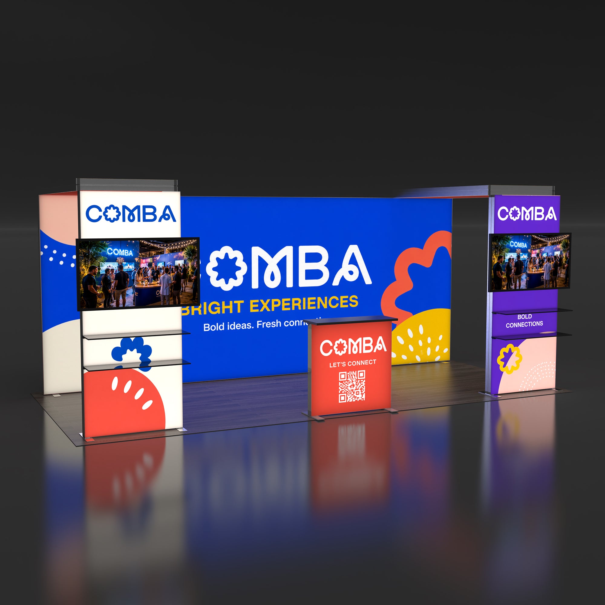 10x20 EdgeLumi™ Full-Wall Dual Media SEG Backlit Trade Show Booth