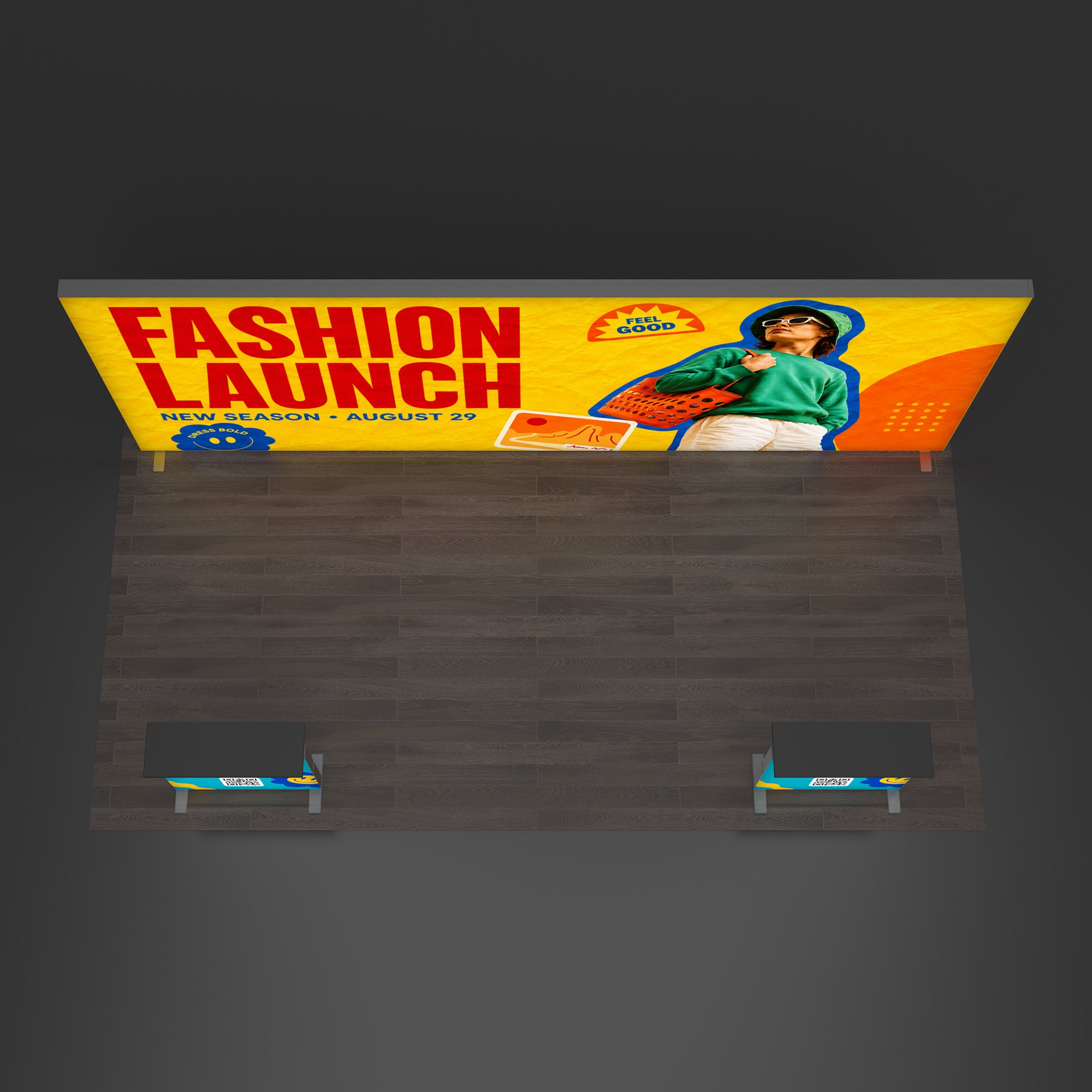 10x20 EdgeLumi™ Full-Wall SEG Backlit Trade Show Booth with Dual Counters