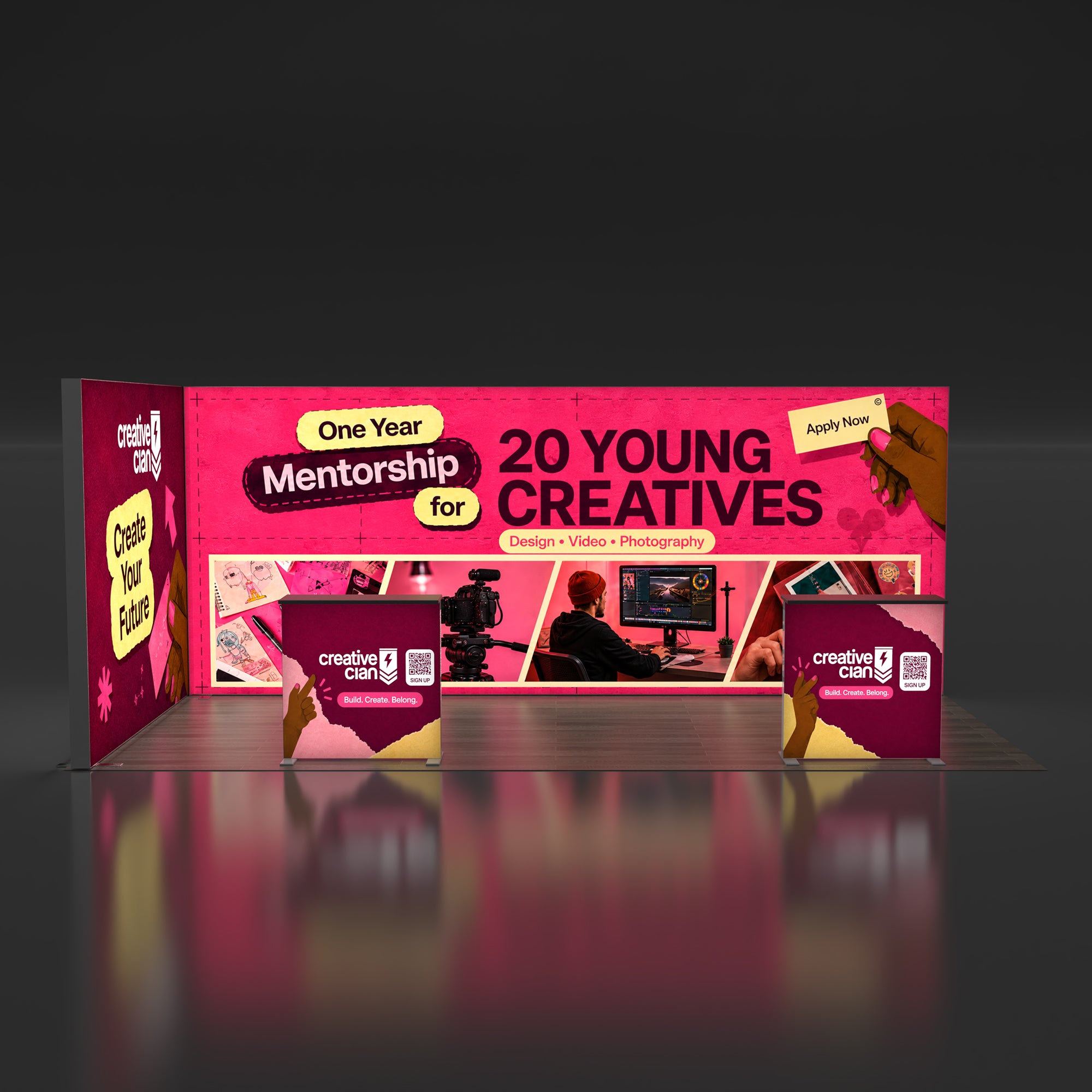 10x20 EdgeLumi™ L-Shaped SEG Backlit Trade Show Booth Display