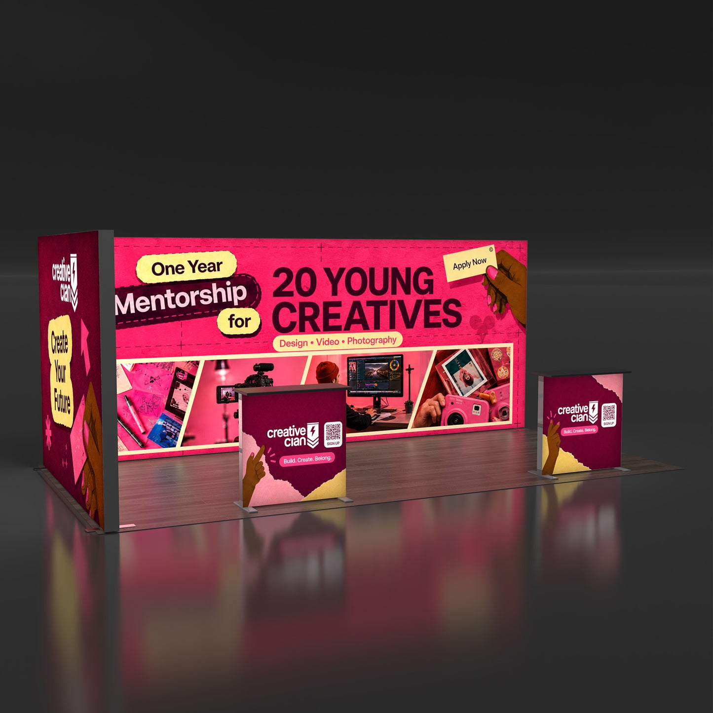 10x20 EdgeLumi™ L-Shaped SEG Backlit Trade Show Booth Display