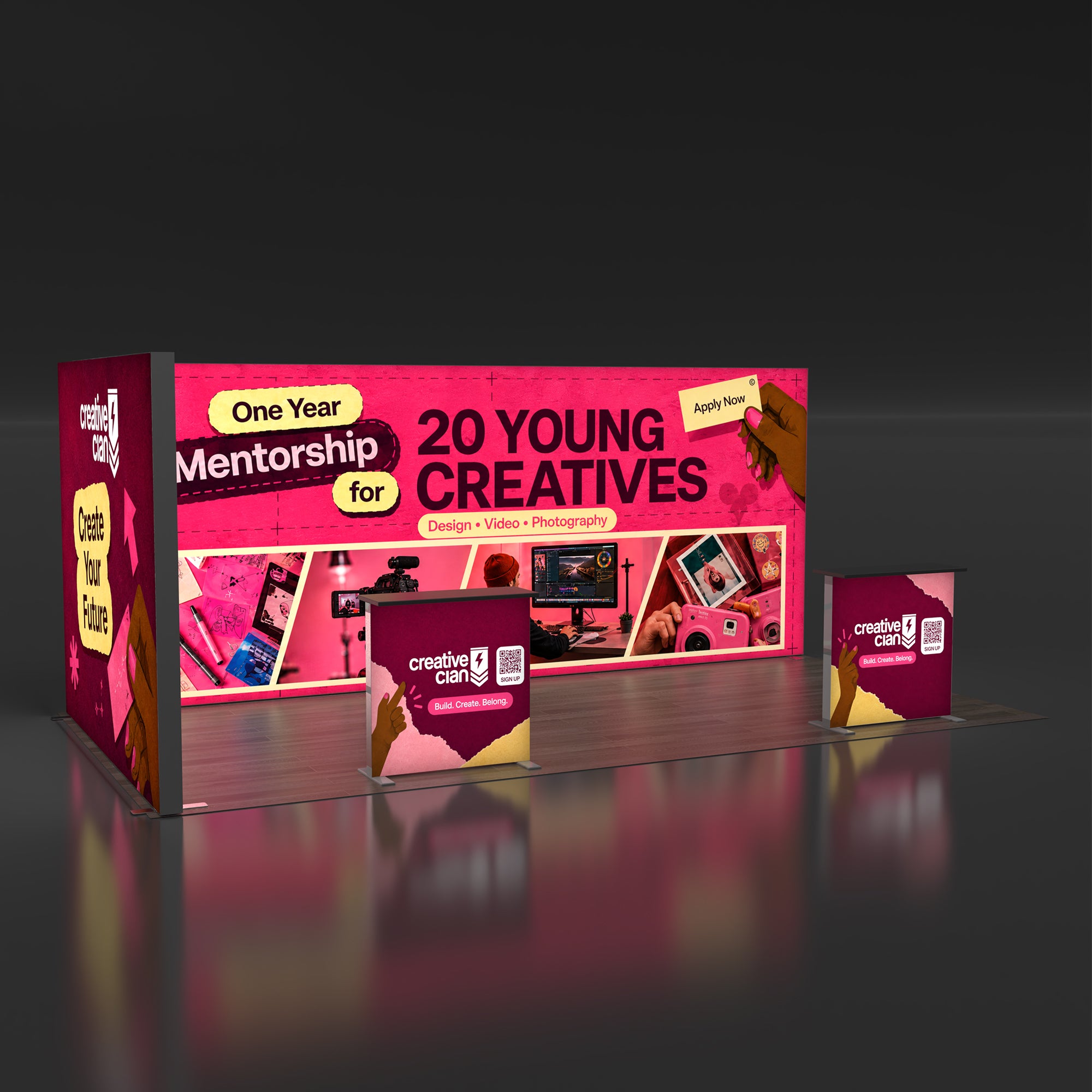10x20 EdgeLumi™ L-Shaped SEG Backlit Trade Show Booth Display