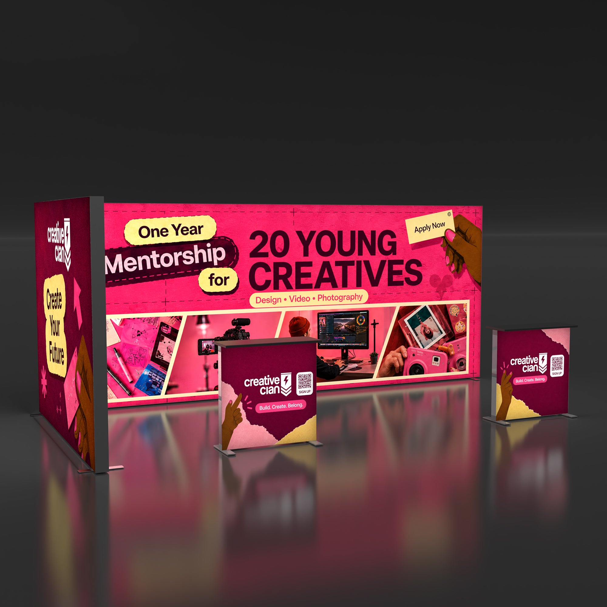 10x20 EdgeLumi™ L-Shaped SEG Backlit Trade Show Booth Display