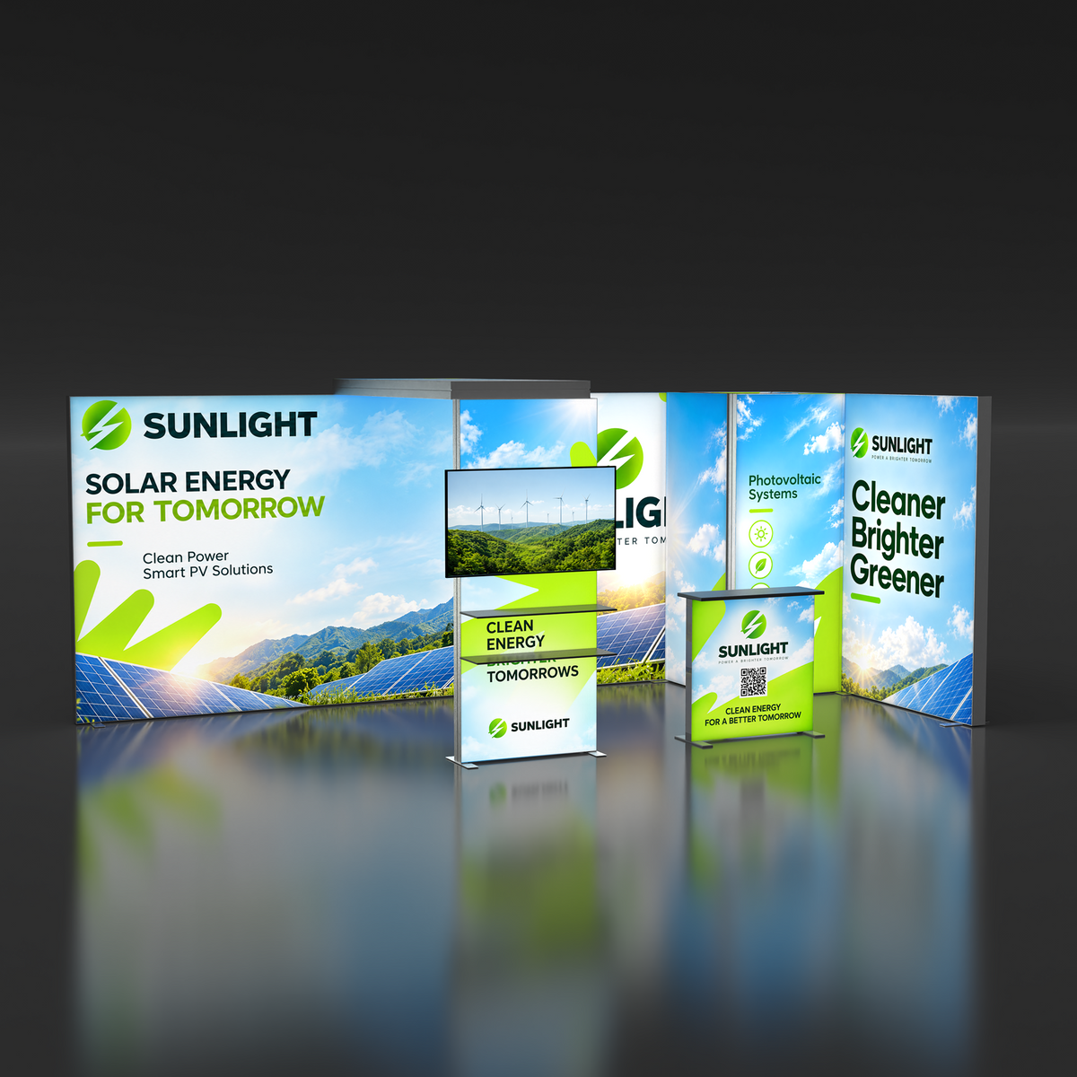 10x20 EdgeLumi™ L-Shaped SEG Backlit Trade Show Booth Display with Storage