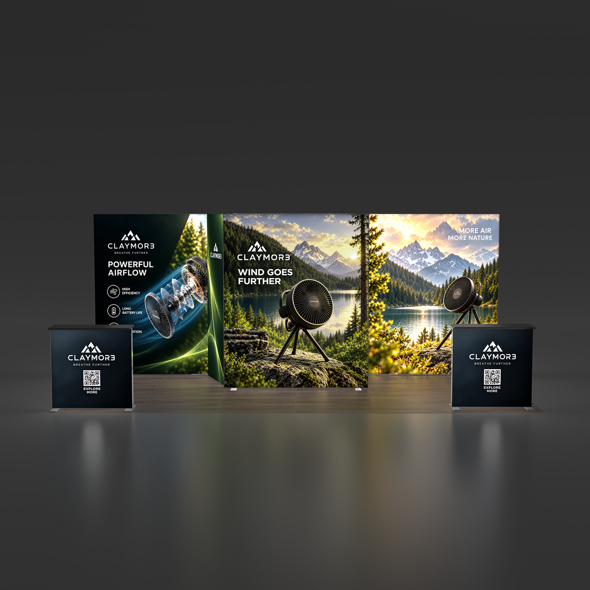 10x20 EdgeLumi™ SEG Backlit Trade Show Booth with Central Storage