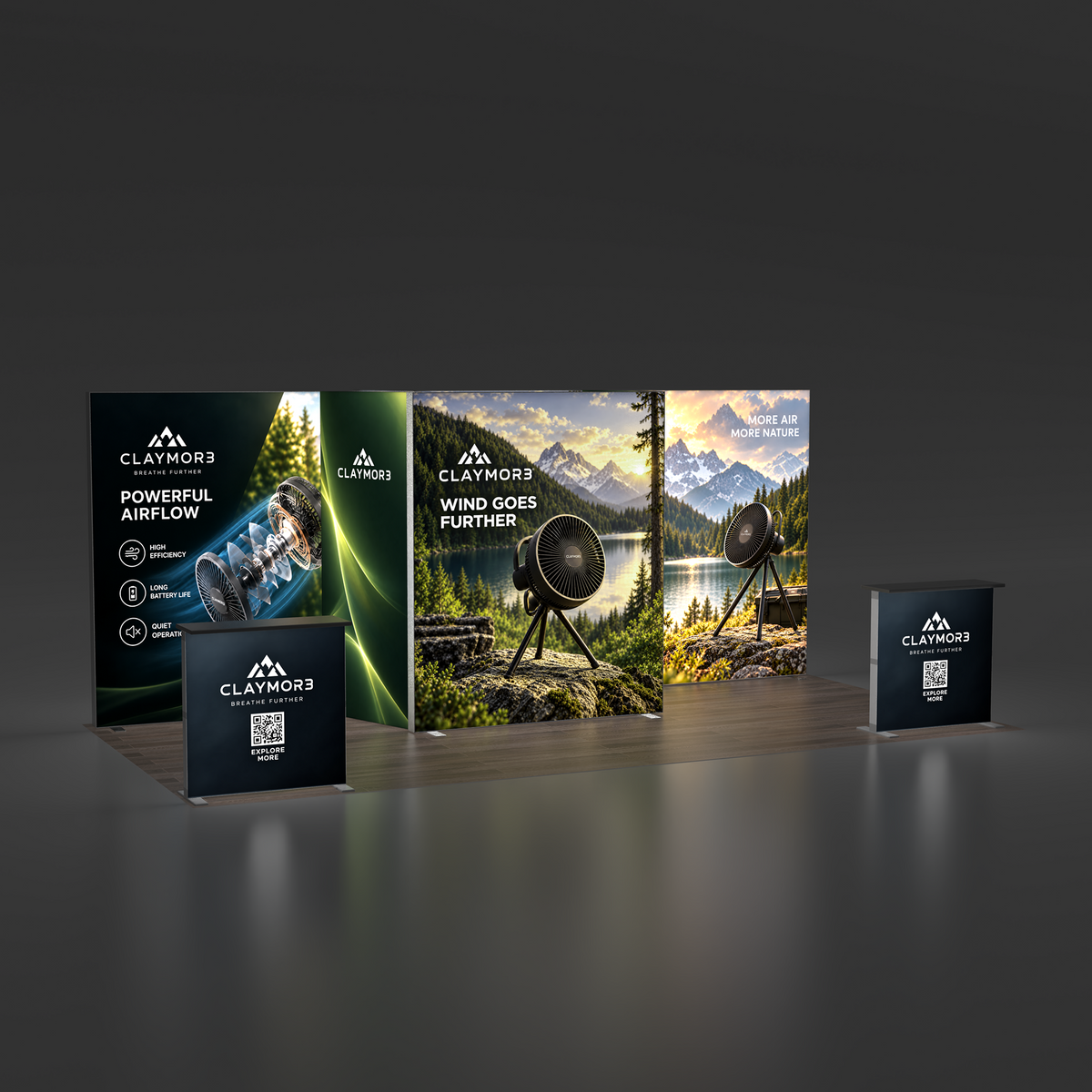 10x20 EdgeLumi™ SEG Backlit Trade Show Booth with Central Storage
