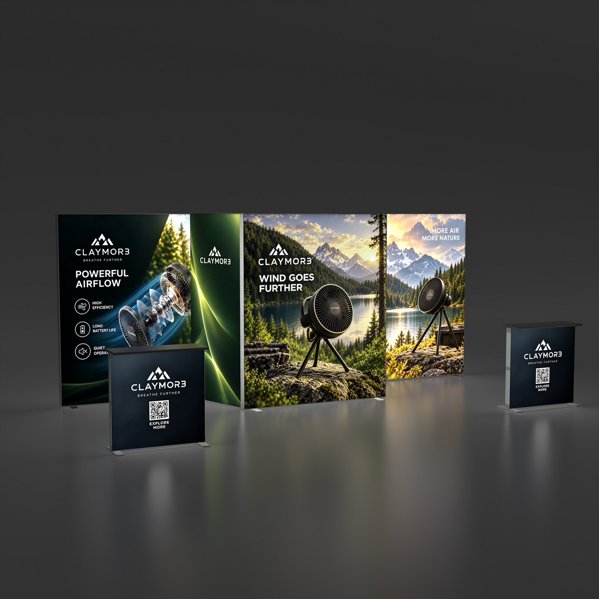 10x20 EdgeLumi™ SEG Backlit Trade Show Booth with Central Storage