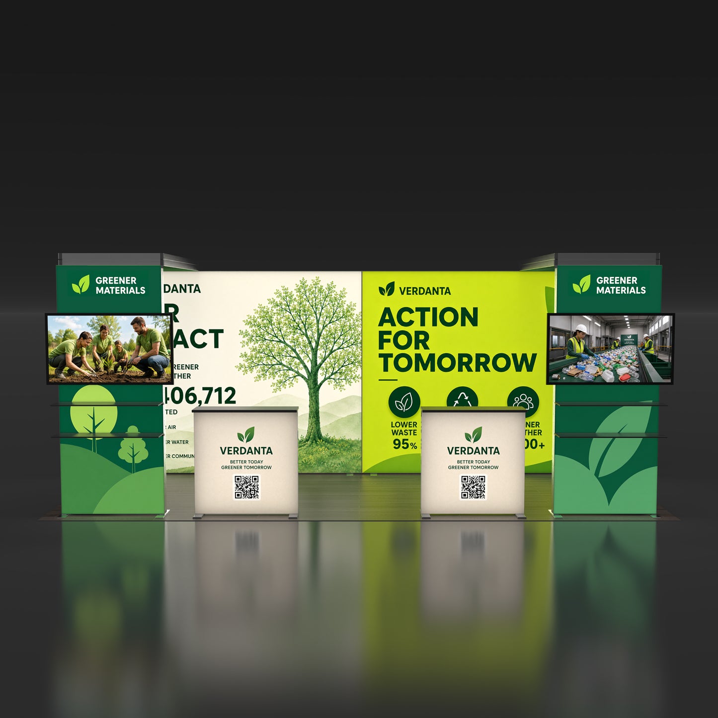 10x20 EdgeLumi™ Twin-Panel Dual Media SEG Backlit Trade Show Booth Display