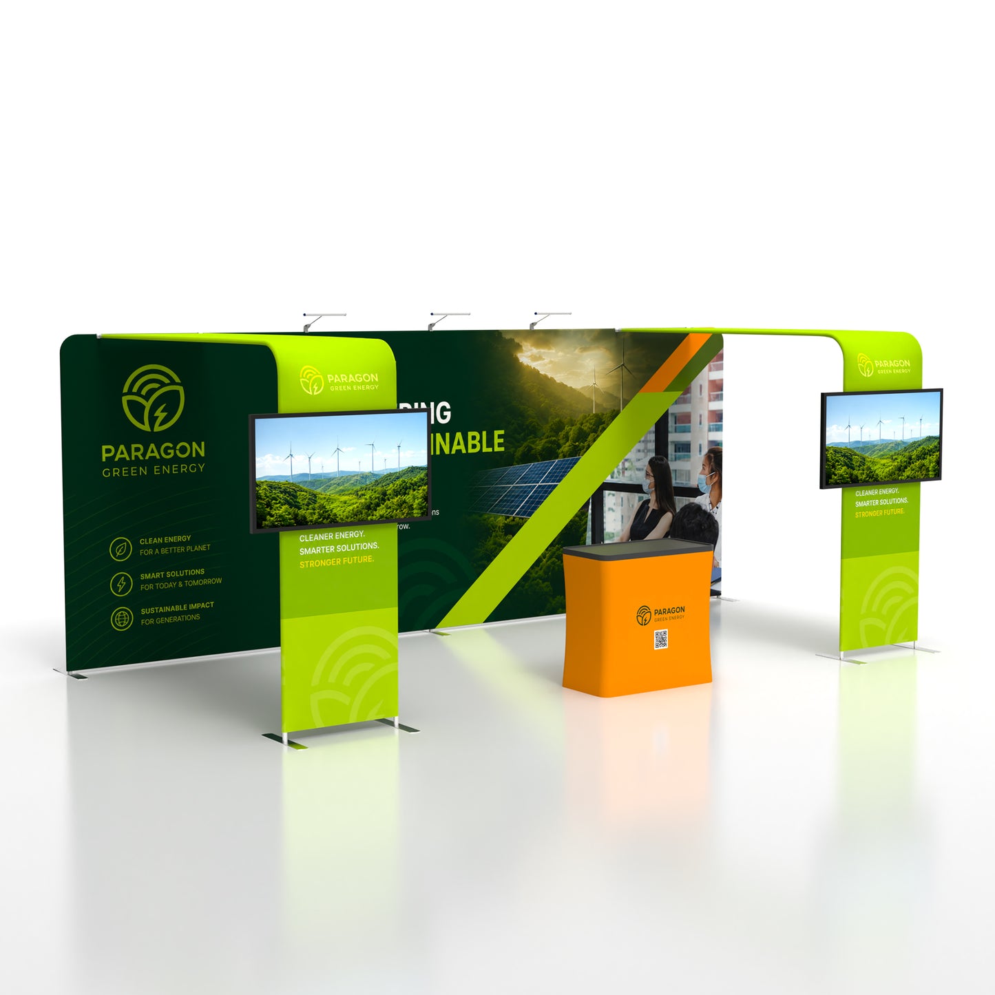 10x20 TenseFlex™ Double Bridge Media Trade Show Booth Display