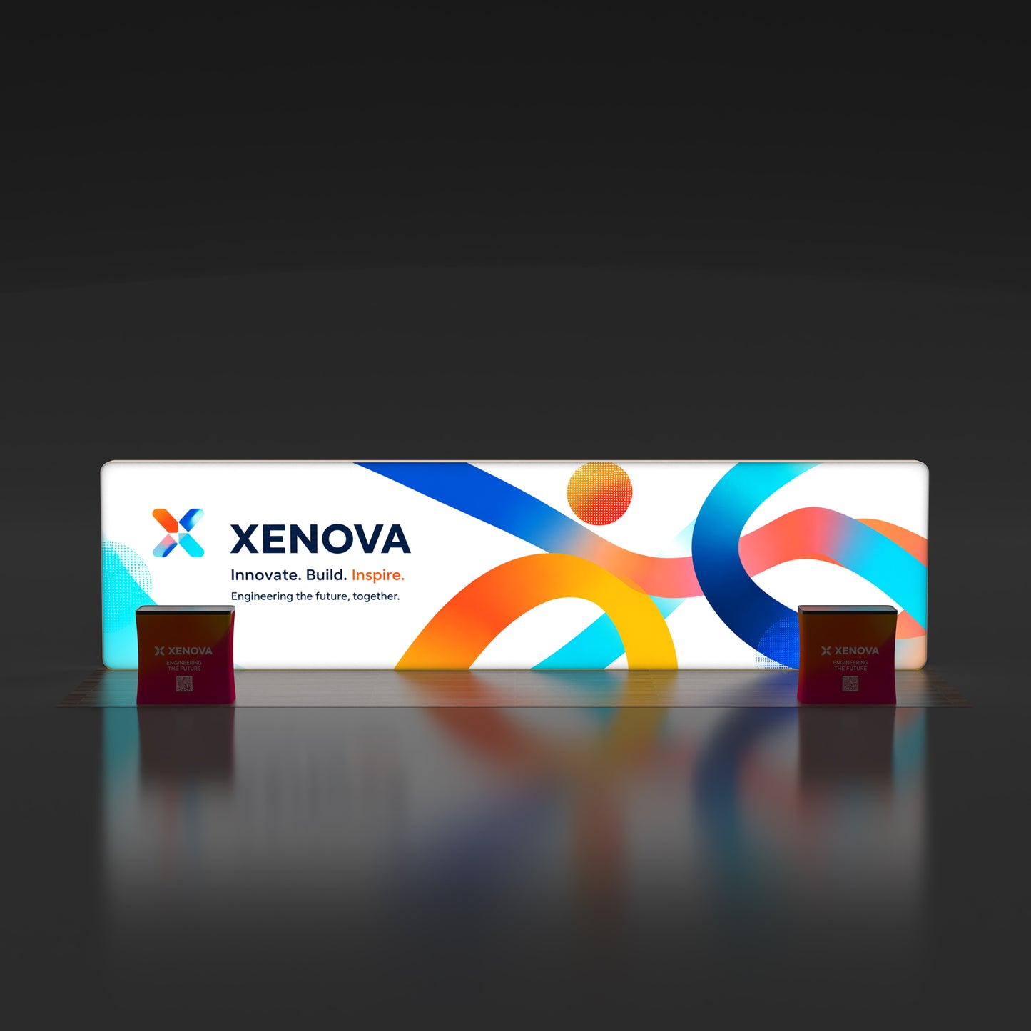 10x30 TenseLight™ Straight Backlit Trade Show Booth Display Wall - QuickShowDisplay