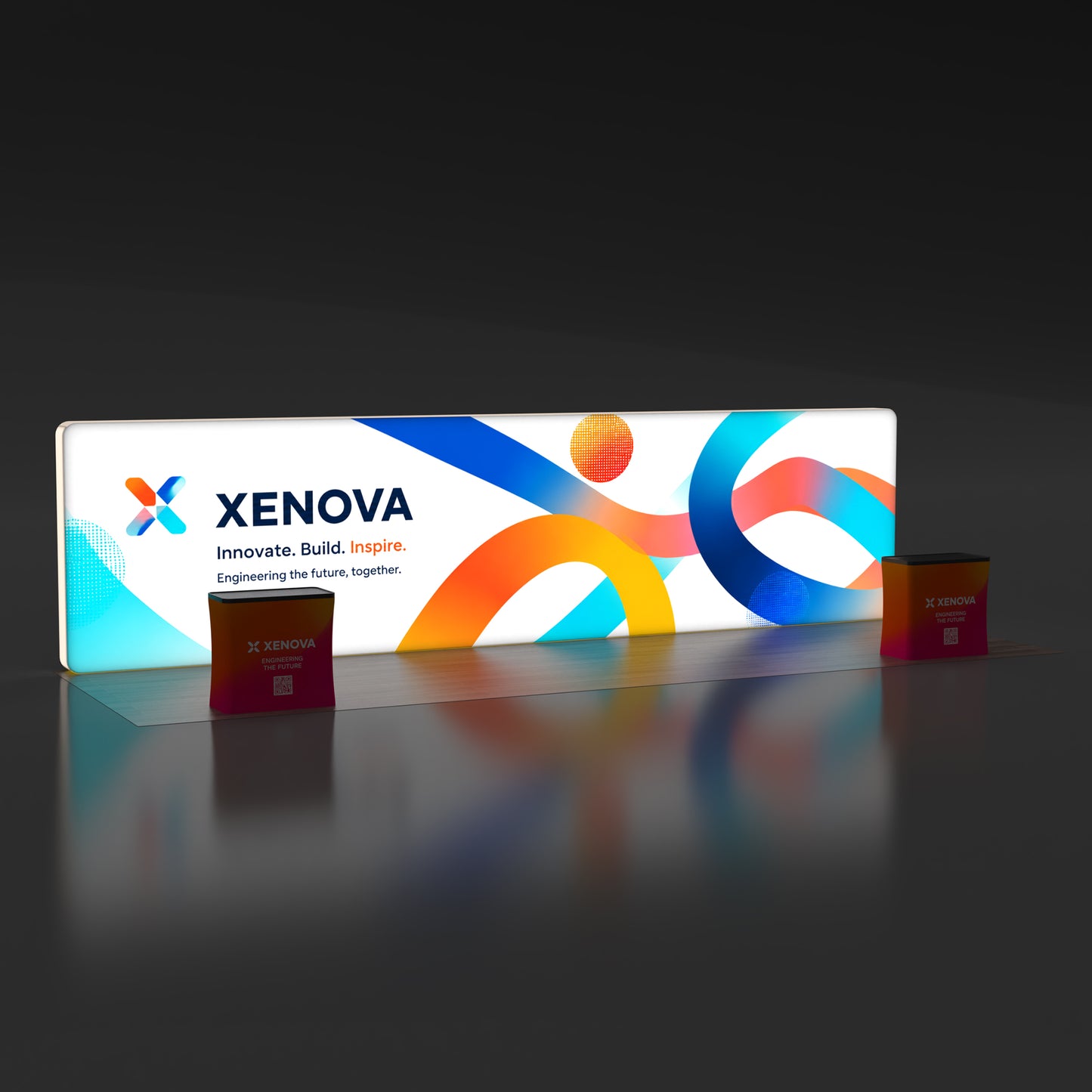 10x30 TenseLight™ Straight Backlit Trade Show Booth Display Wall - QuickShowDisplay