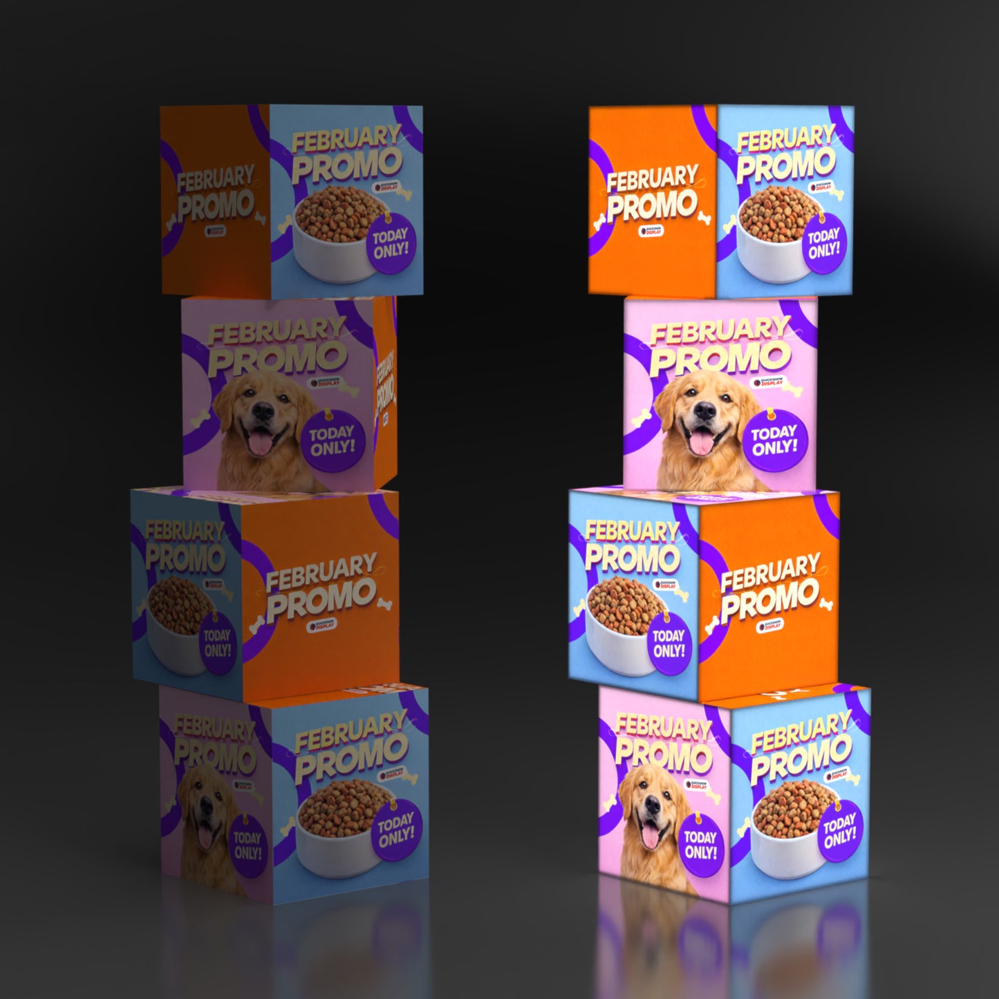 Backlit Stackable Cube Displays - 4 - QuickShowDisplay