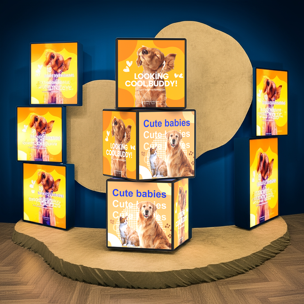 Backlit Stackable Cube Displays - 3