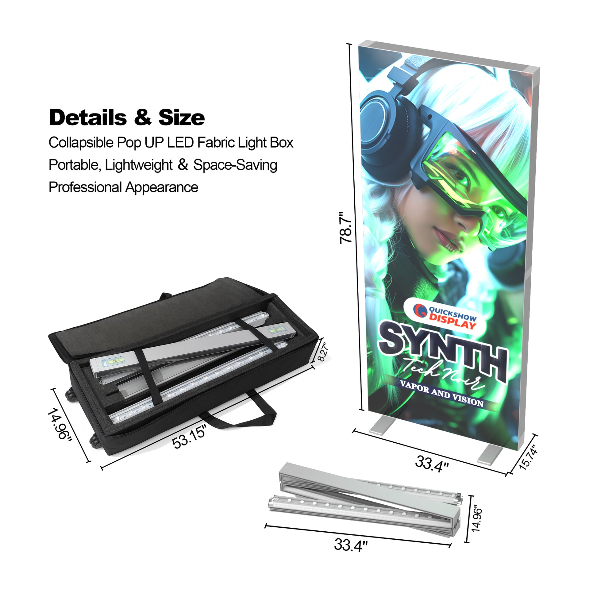 2.8x6.6ft EdgeLumi™ Collapsible SEG Lightboxes - QuickShowDisplay