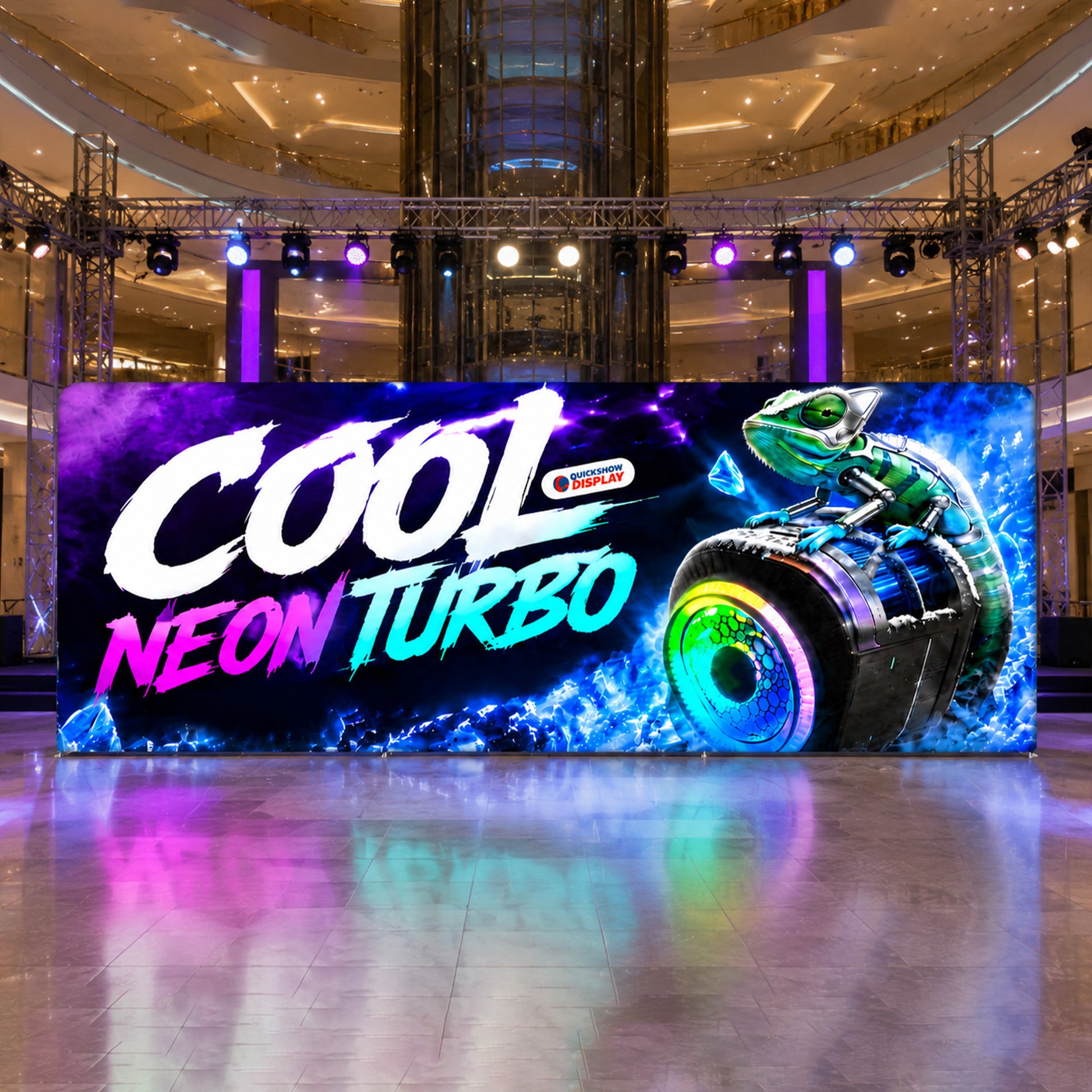 20ft TenseLight™ Backlit Backdrop with Stabilizing Feet - QuickShowDisplay