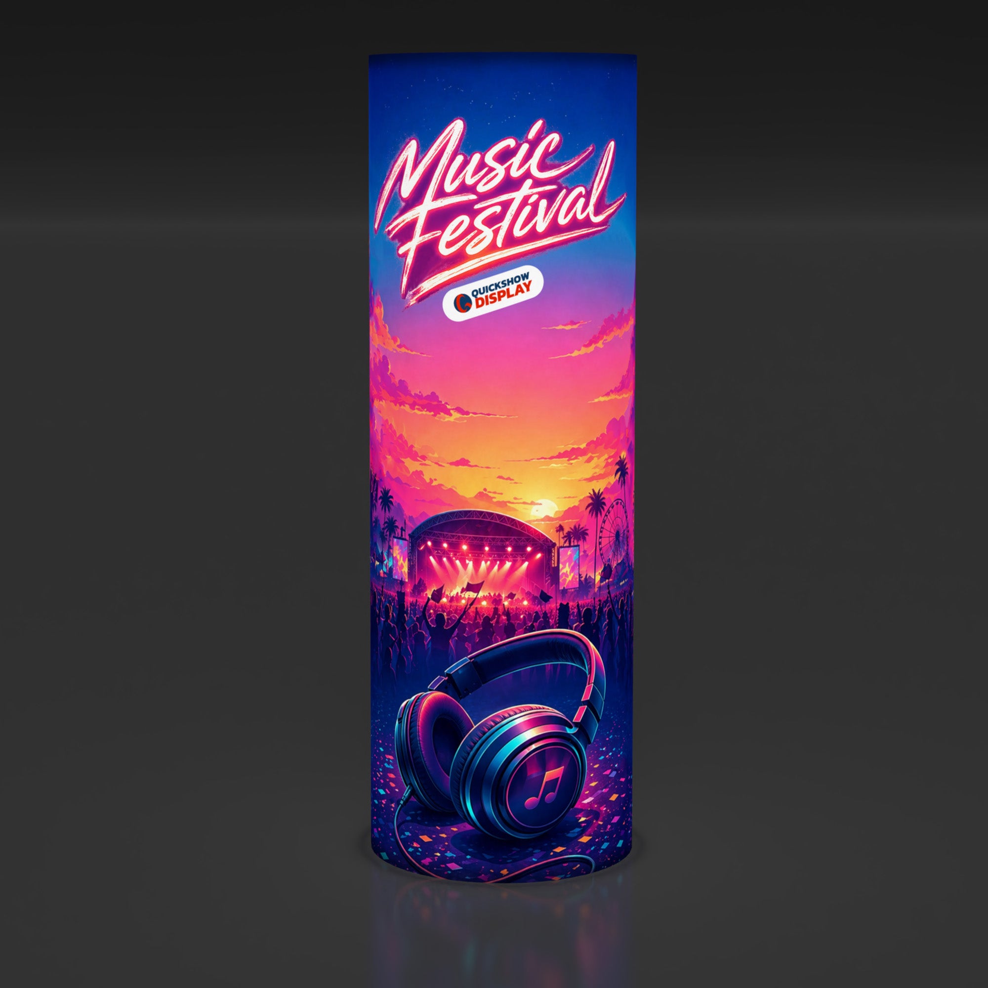 2ft Wide Round Trade Show Tower Display - QuickShowDisplay
