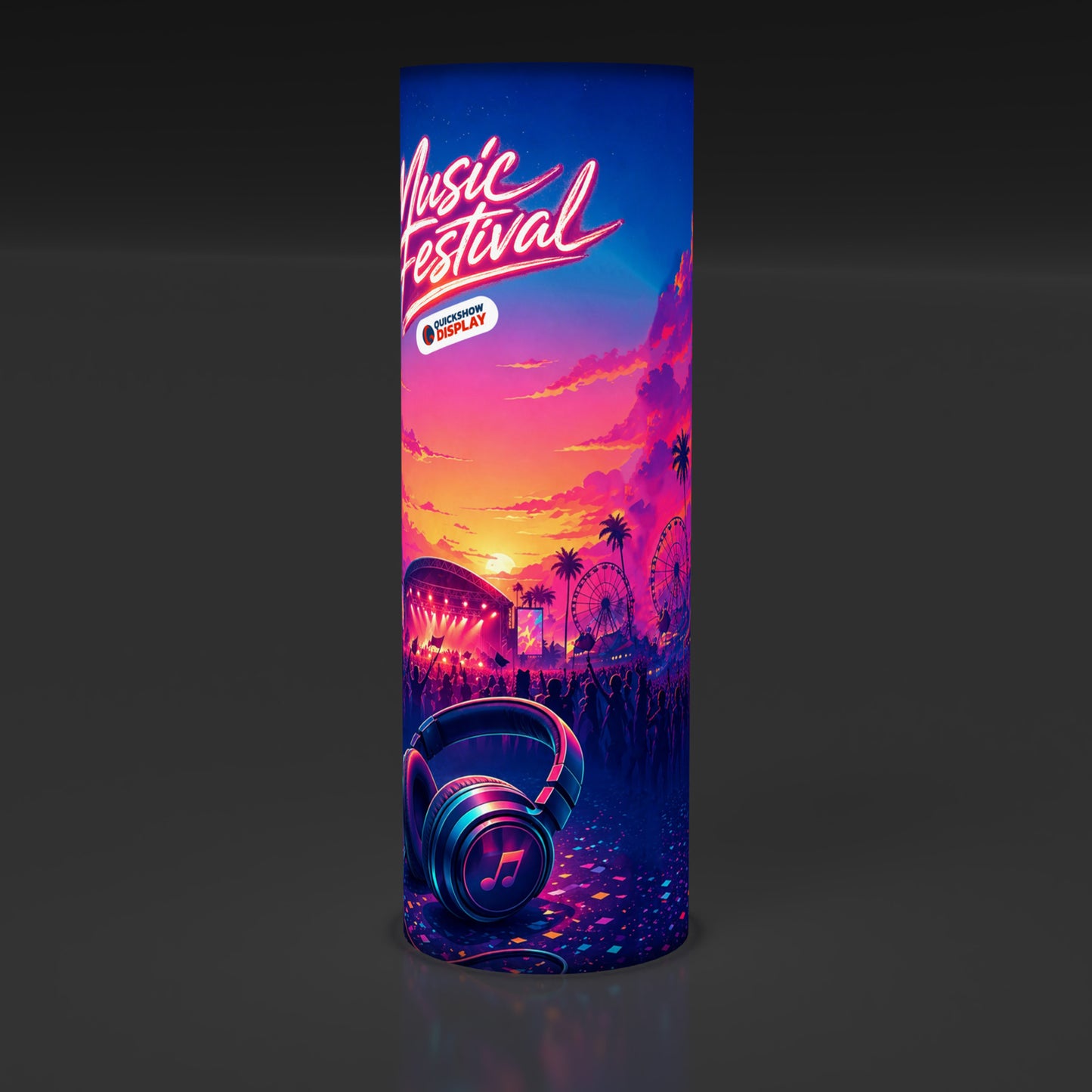 2ft Wide Round Trade Show Tower Display - QuickShowDisplay