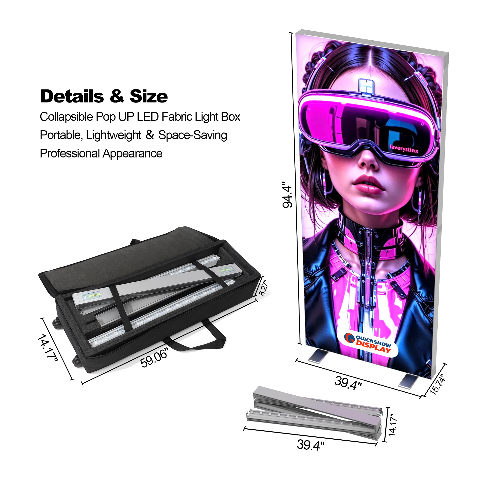 3.3x7.9ft EdgeLumi™ Collapsible SEG Lightboxes - QuickShowDisplay