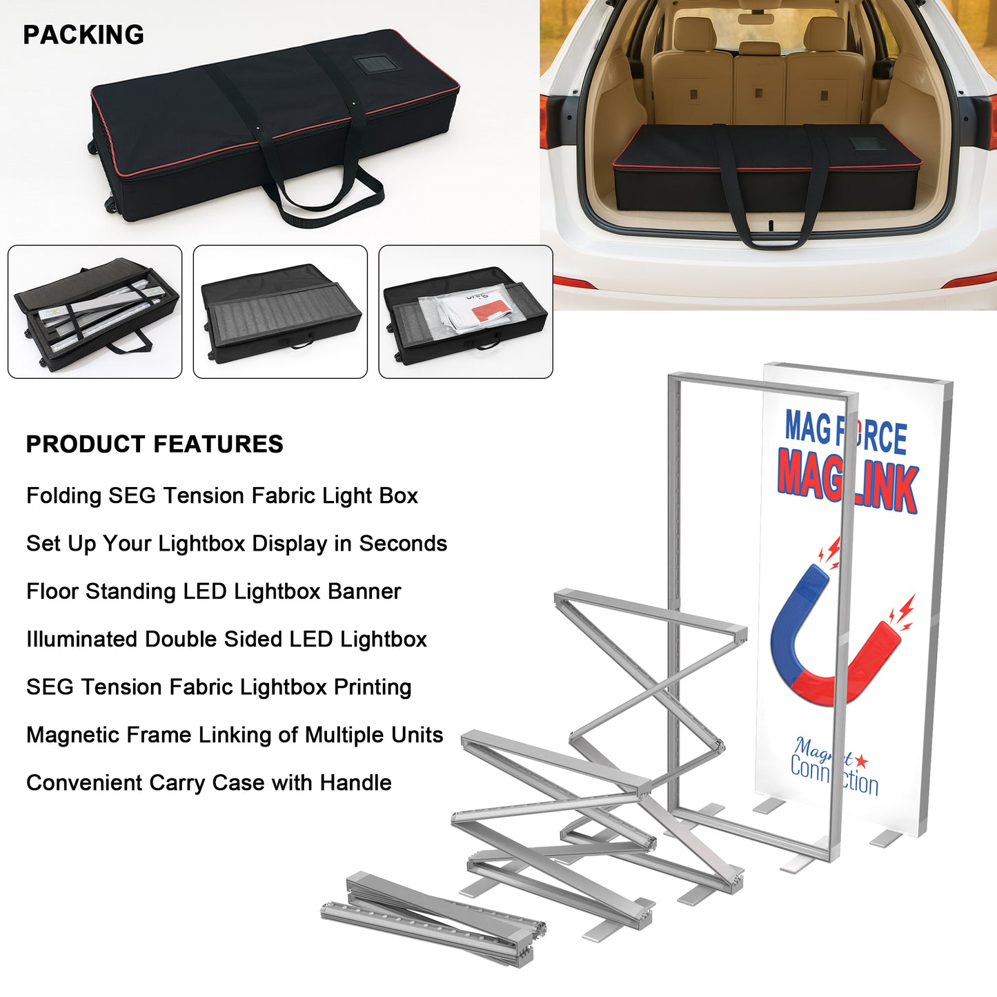 3.3x7.9ft EdgeLumi™ Collapsible SEG Lightboxes - QuickShowDisplay