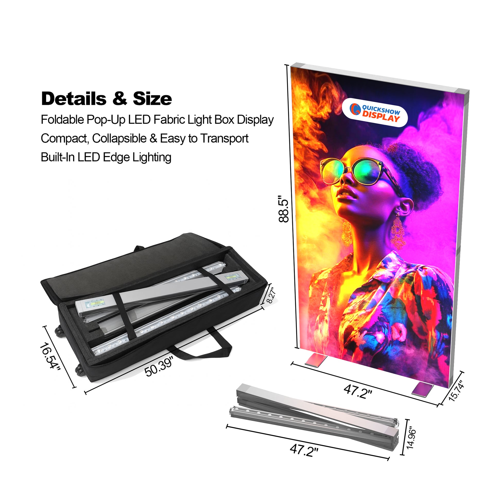 3.9x7.4ft EdgeLumi™ Collapsible SEG Lightboxes - QuickShowDisplay