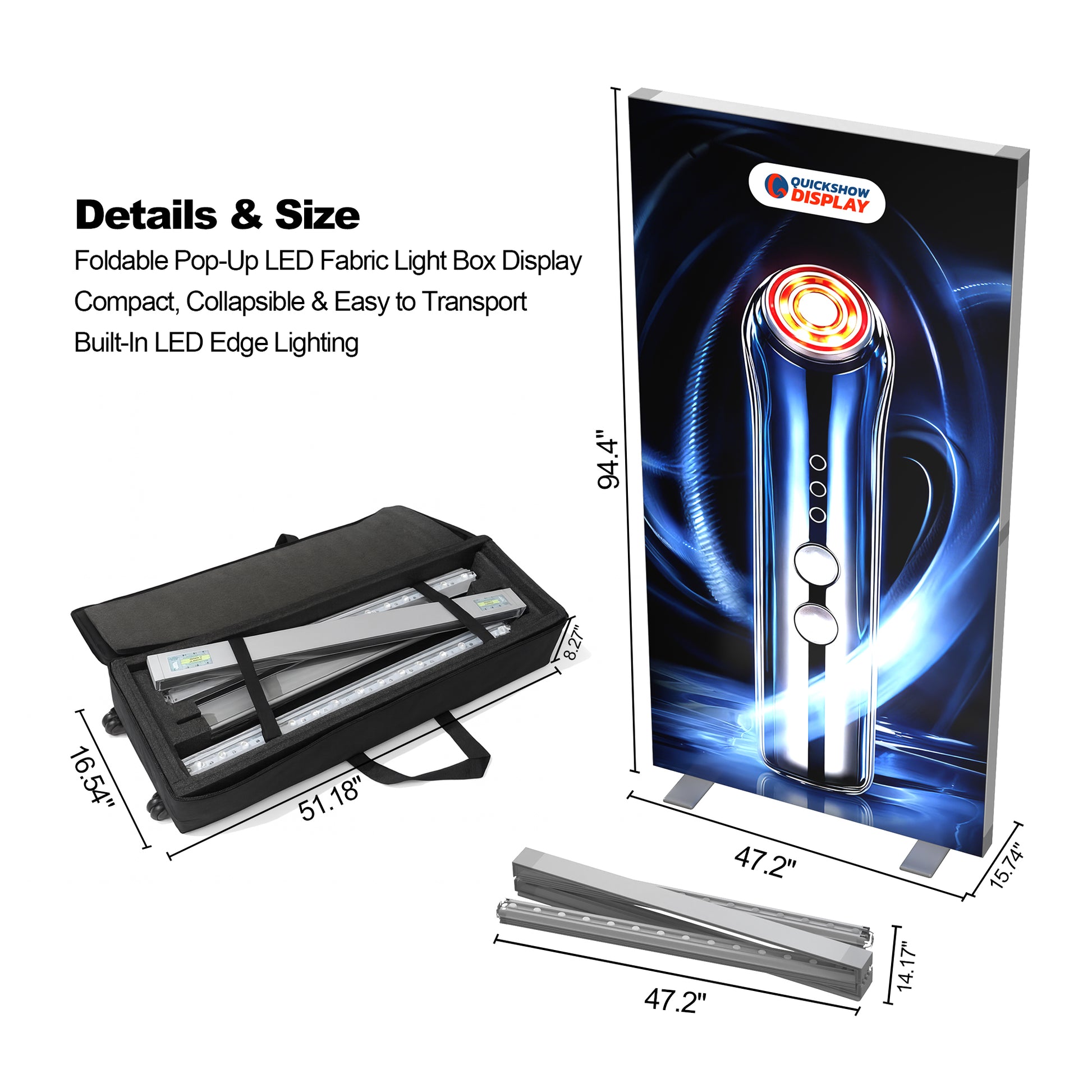 3.9x7.9ft EdgeLumi™ Collapsible SEG Lightboxes - QuickShowDisplay