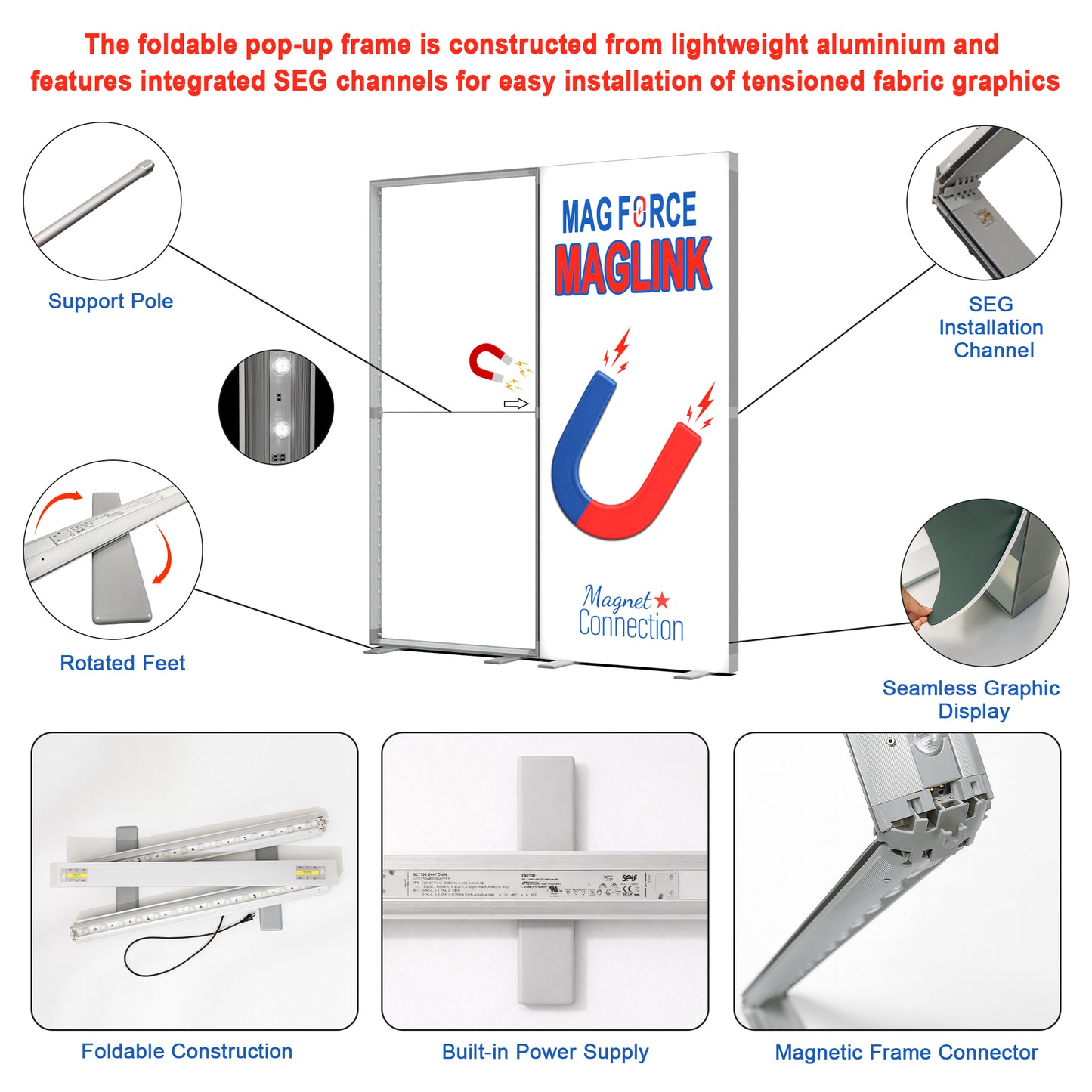 10ft EdgeLumi™ Collapsible Lightboxes Booth Kit - C - QuickShowDisplay