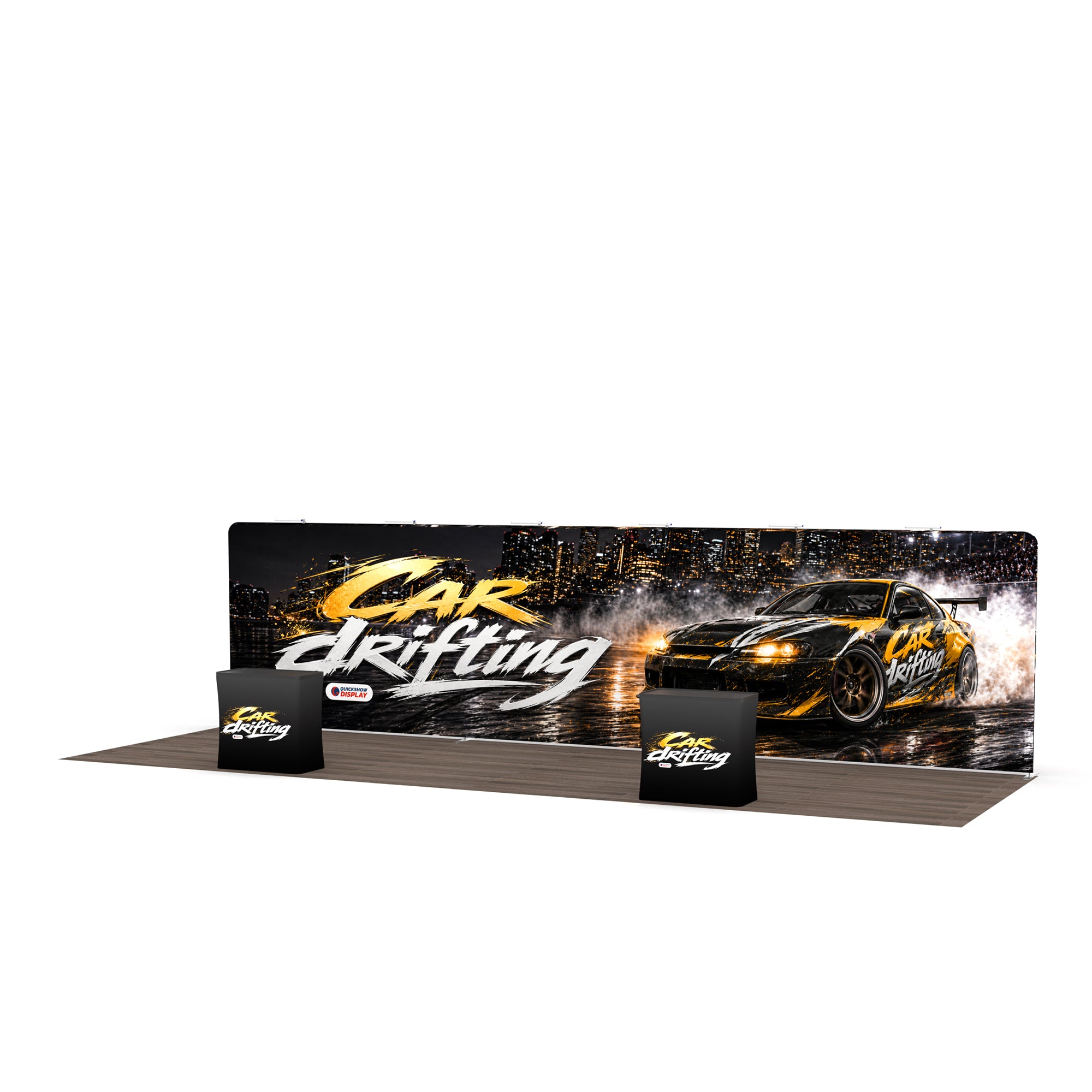 30ft TenseFlex™ Booth – Straight - QuickShowDisplay