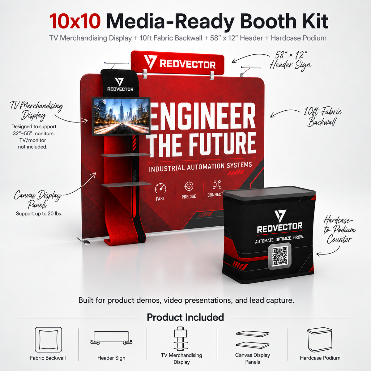10x10TenseFlex™ PRO Straight Booth Display - QuickShowDisplay