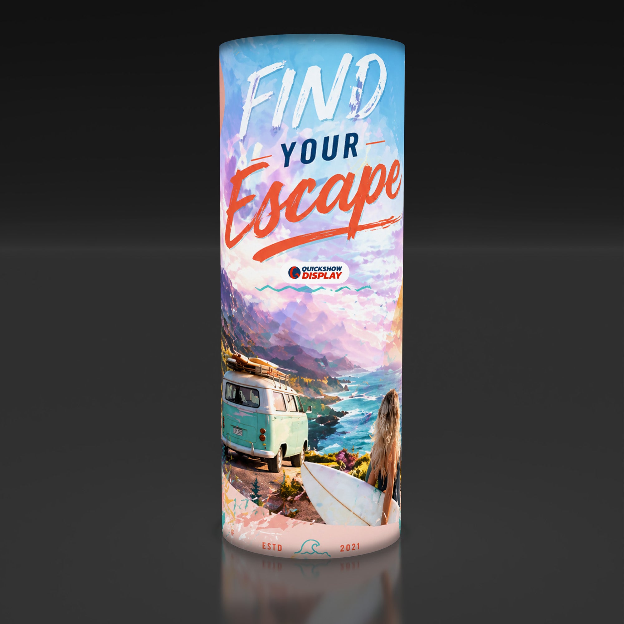3ft Wide Round Trade Show Tower Display - QuickShowDisplay