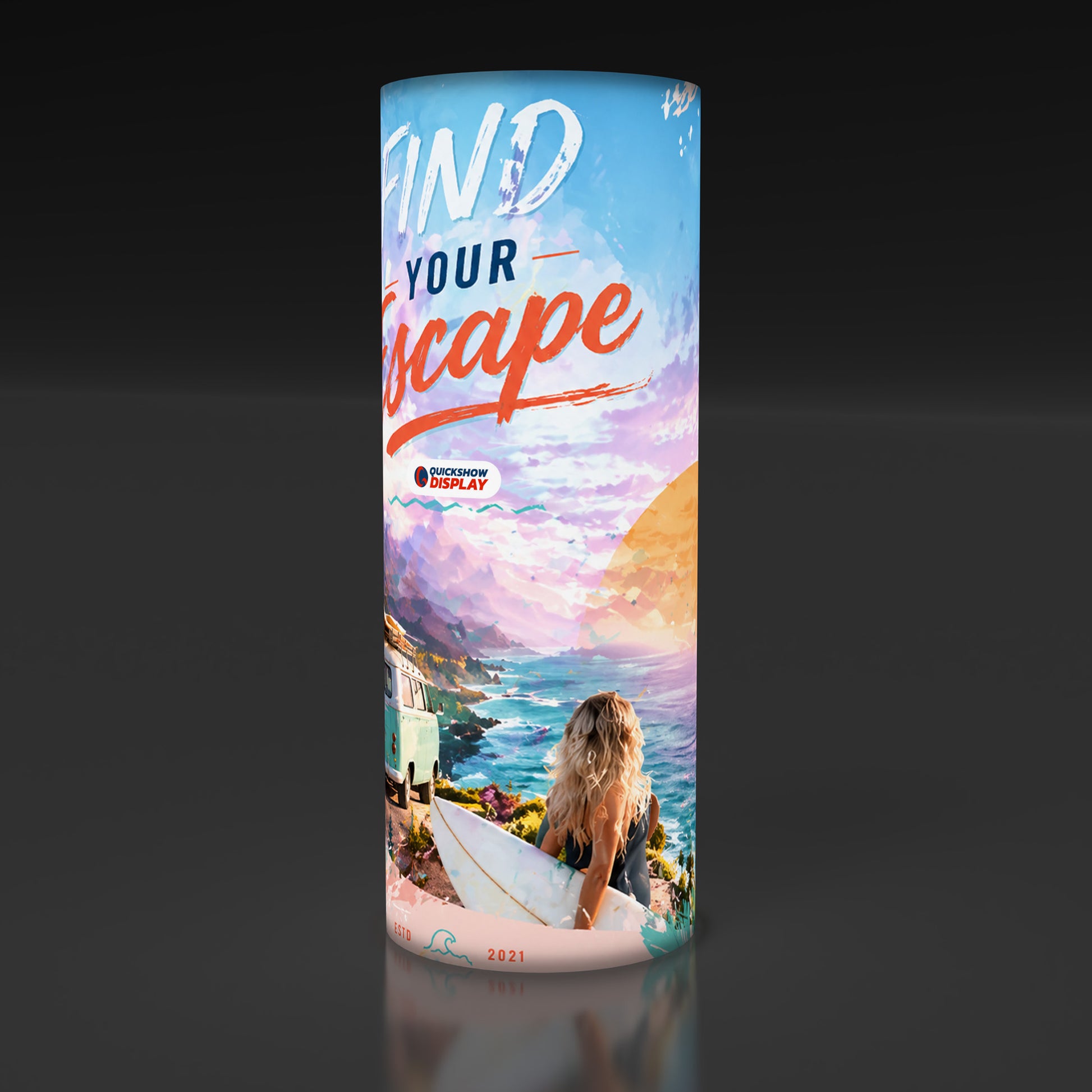 3ft Wide Round Trade Show Tower Display - QuickShowDisplay