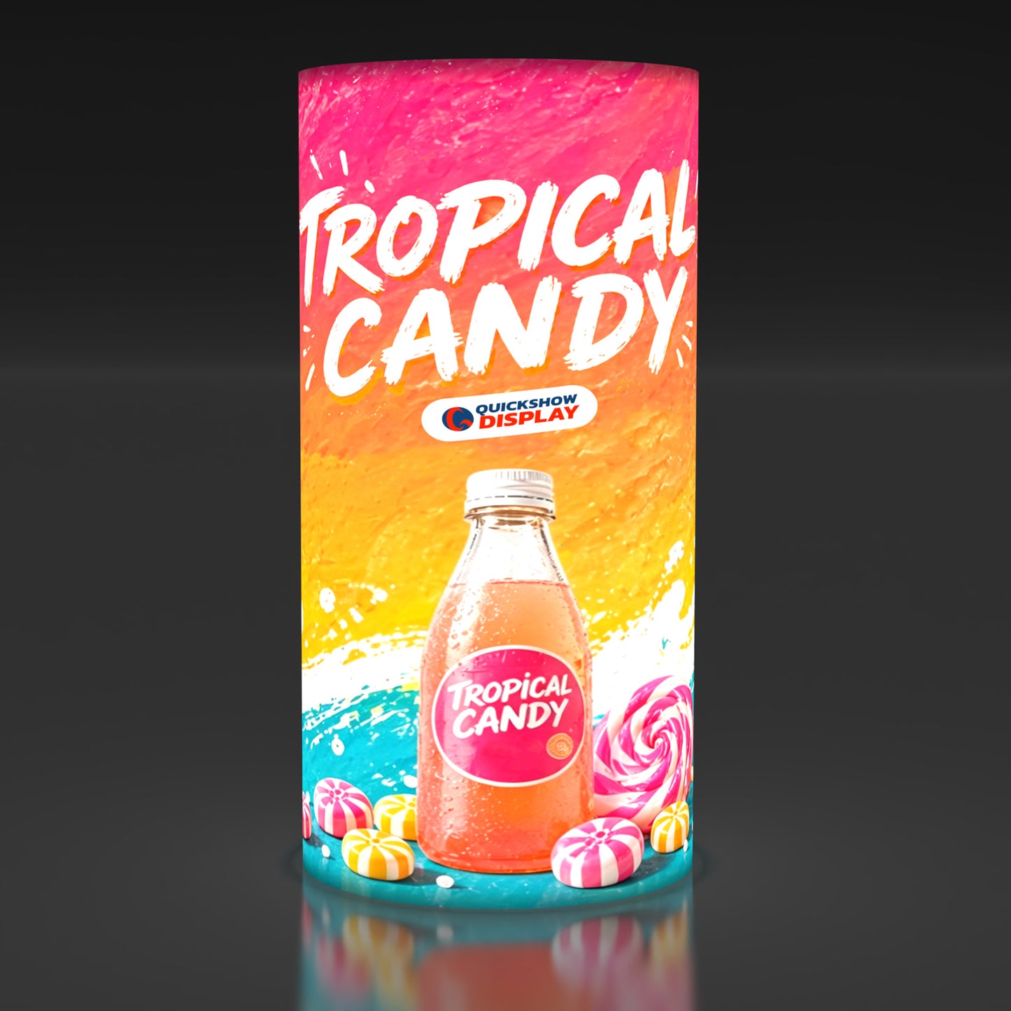 4ft Wide Round Trade Show Tower Display - QuickShowDisplay