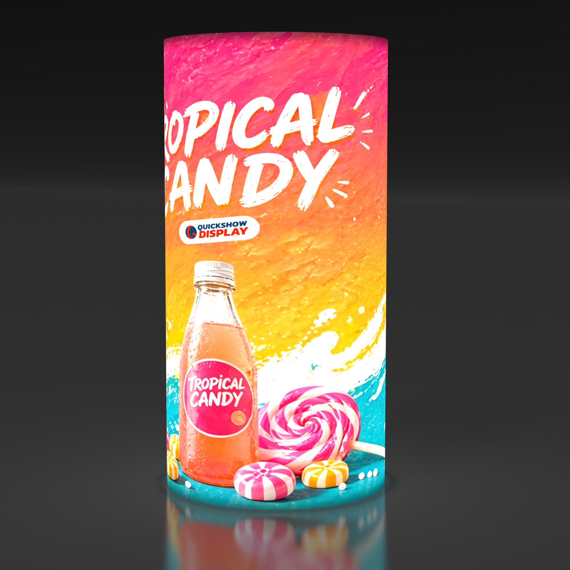 4ft Wide Round Trade Show Tower Display - QuickShowDisplay