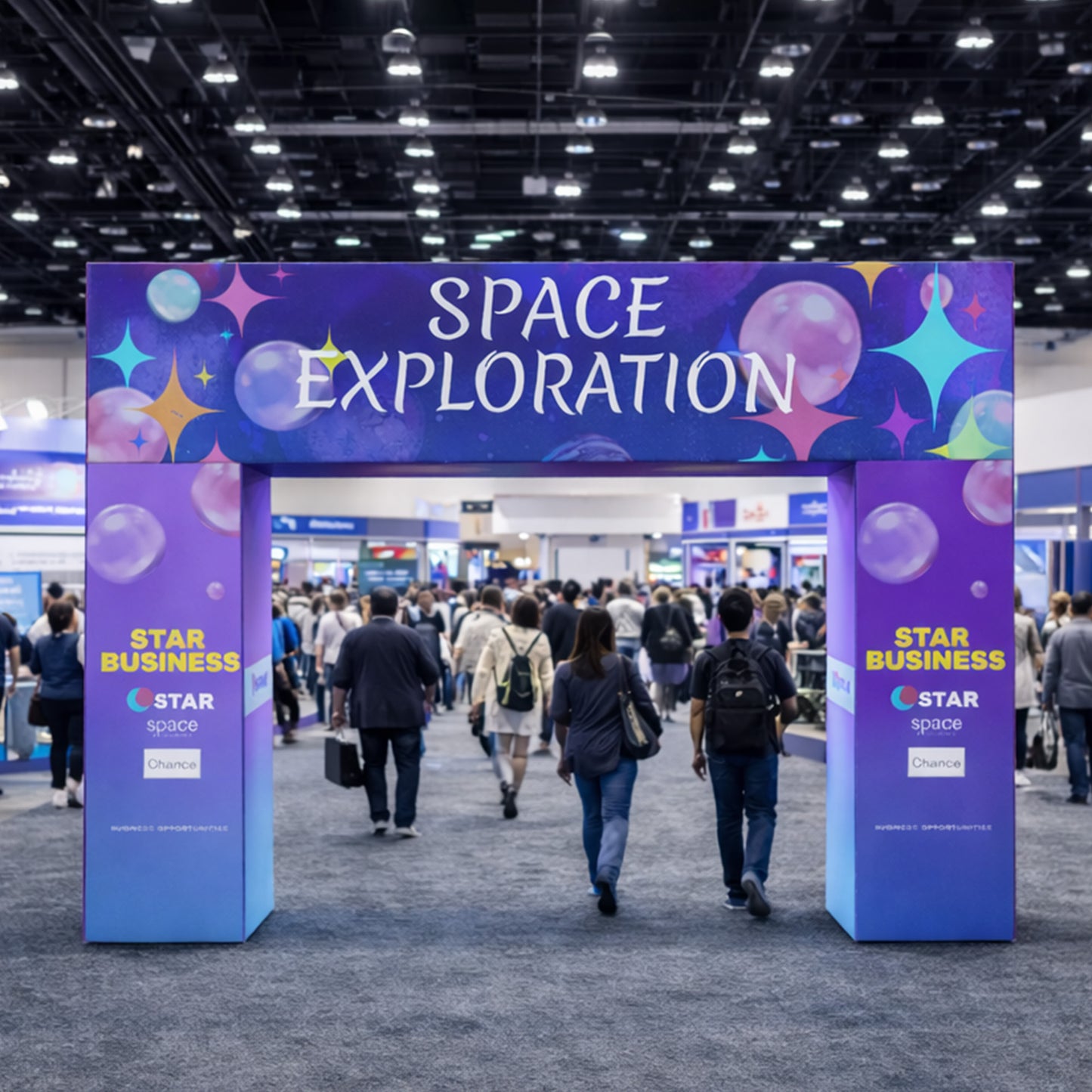 Custom 360 Brand Visibility Rectangle Trade Show Arch Display - QuickShowDisplay