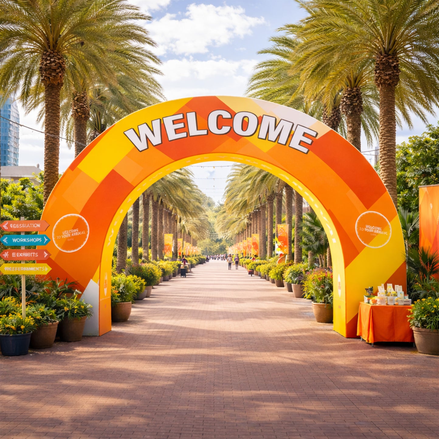 Custom 360 Brand Visibility Triangle Trade Show Arch Display - QuickShowDisplay