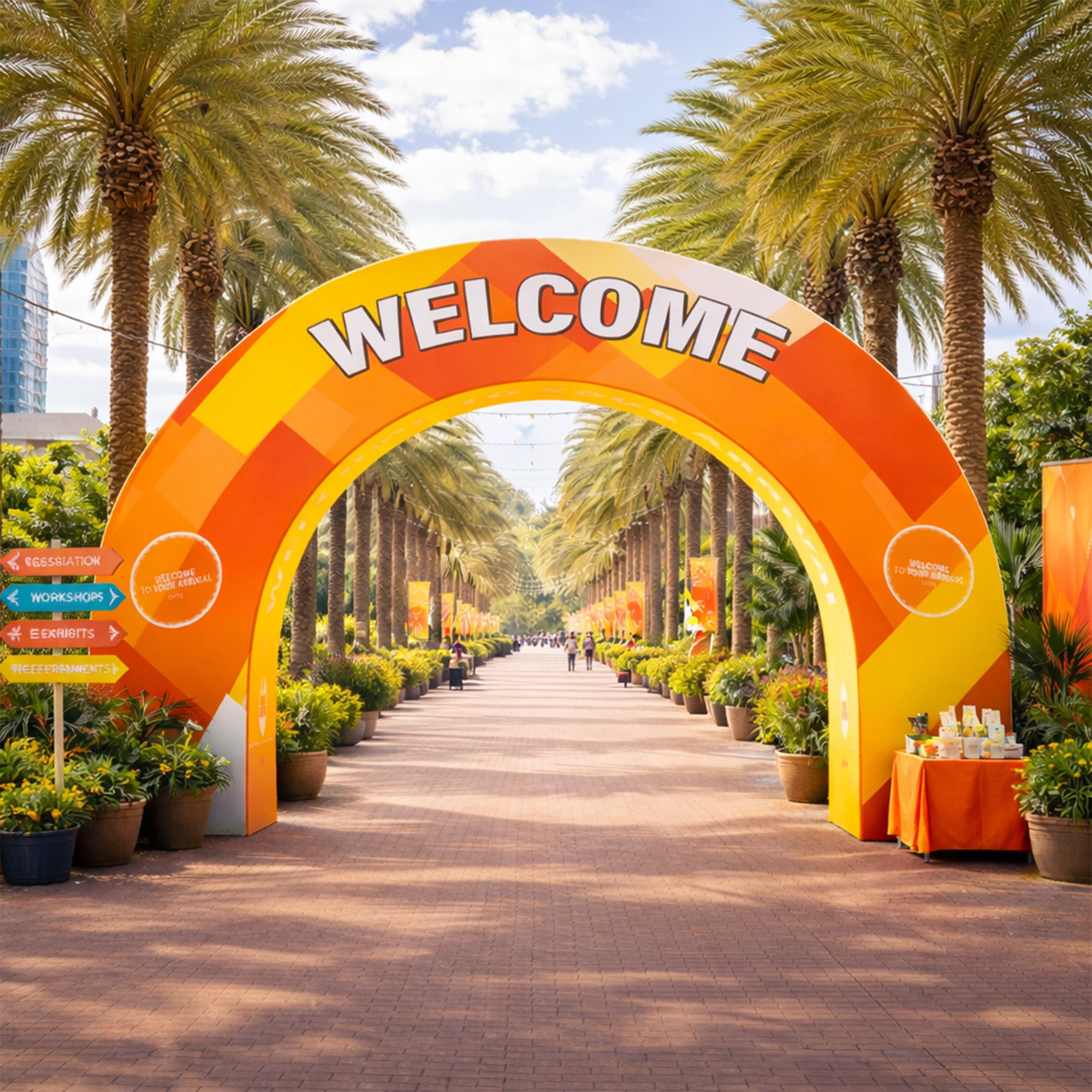 Custom 360 Brand Visibility Triangle Trade Show Arch Display - QuickShowDisplay