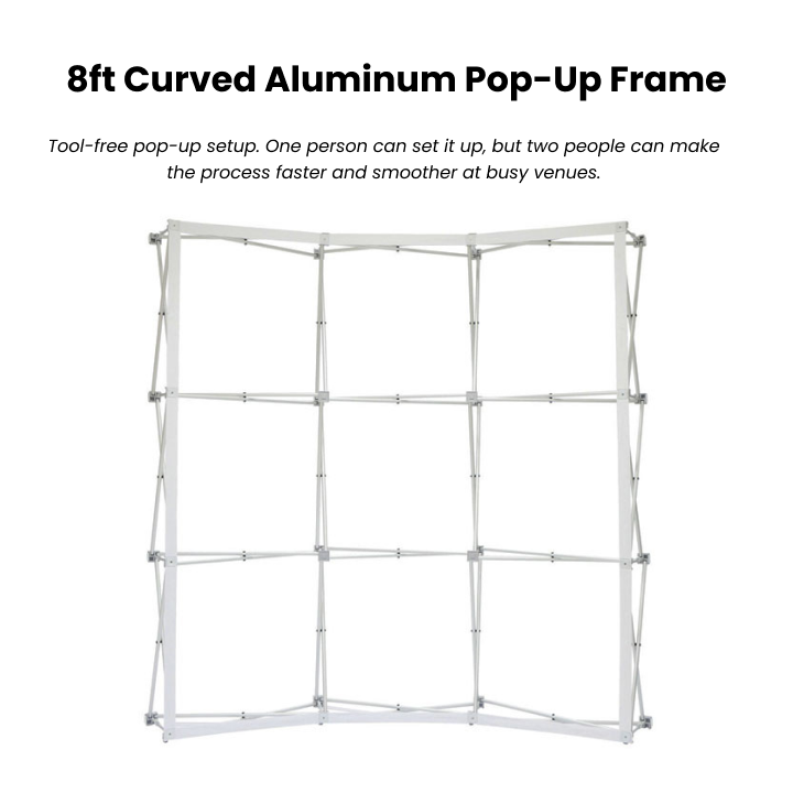 8ft TensePop™ Curved Pop-Up Fabric Backdrop - QuickShowDisplay