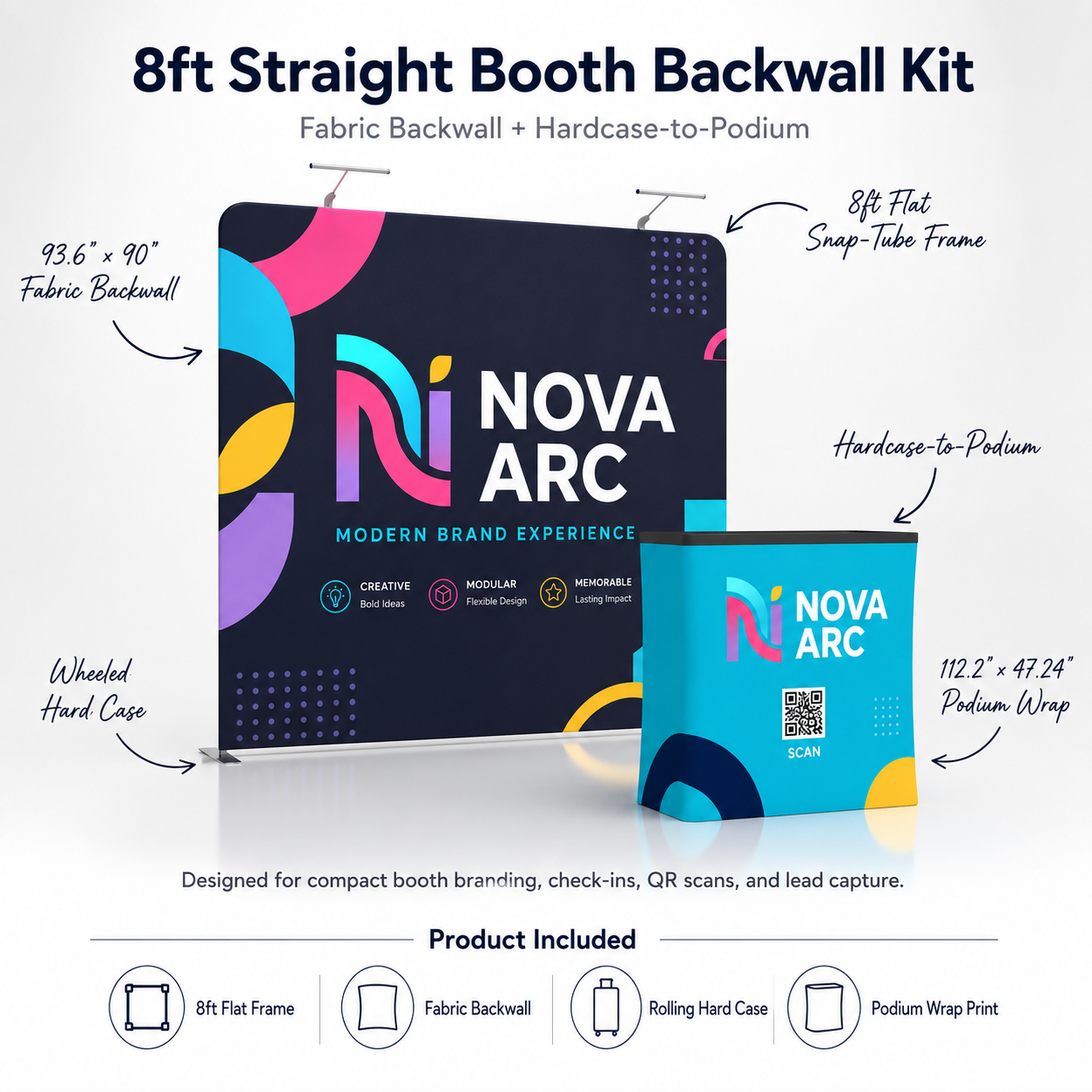 8x8 TenseFlex™ Straight Trade Show Booth Displays