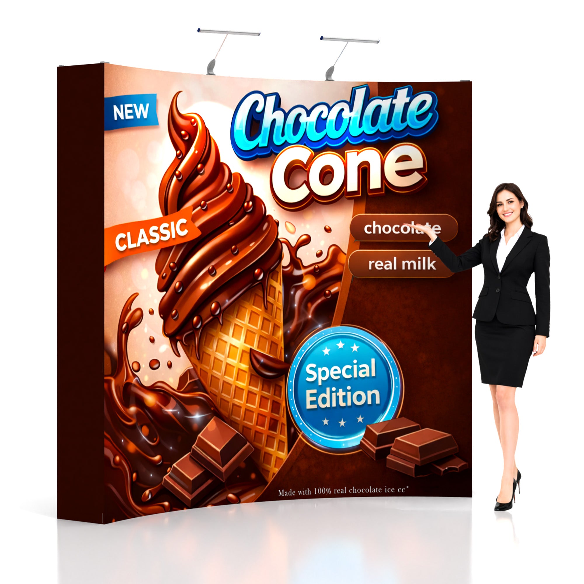 8ft TensePop™ Fabric Backdrop-Curved