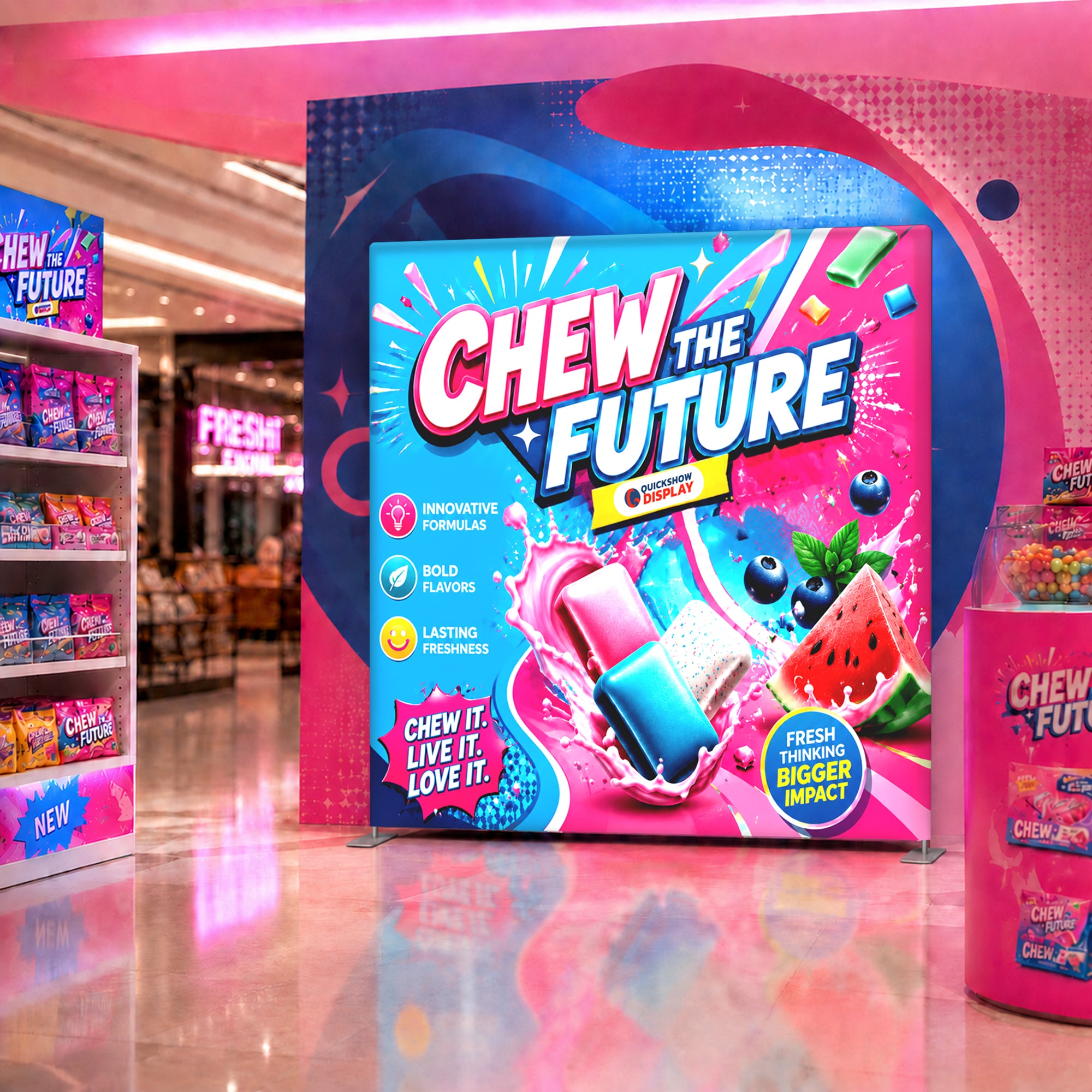 8ft TenseLight™ Tension Fabric Display - QuickShowDisplay