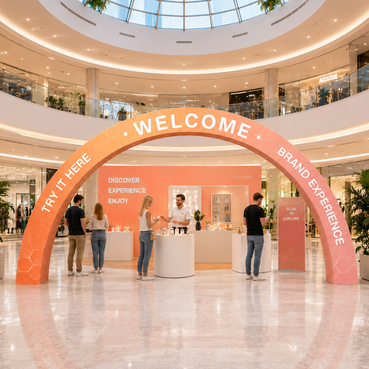 Custom 20ft C-Shaped Fabric Archway Display for Trade Shows & Events