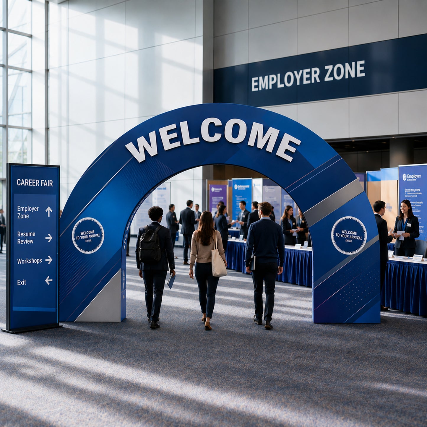 Custom Triangular Prism Tension Fabric Arch Display for Trade Shows