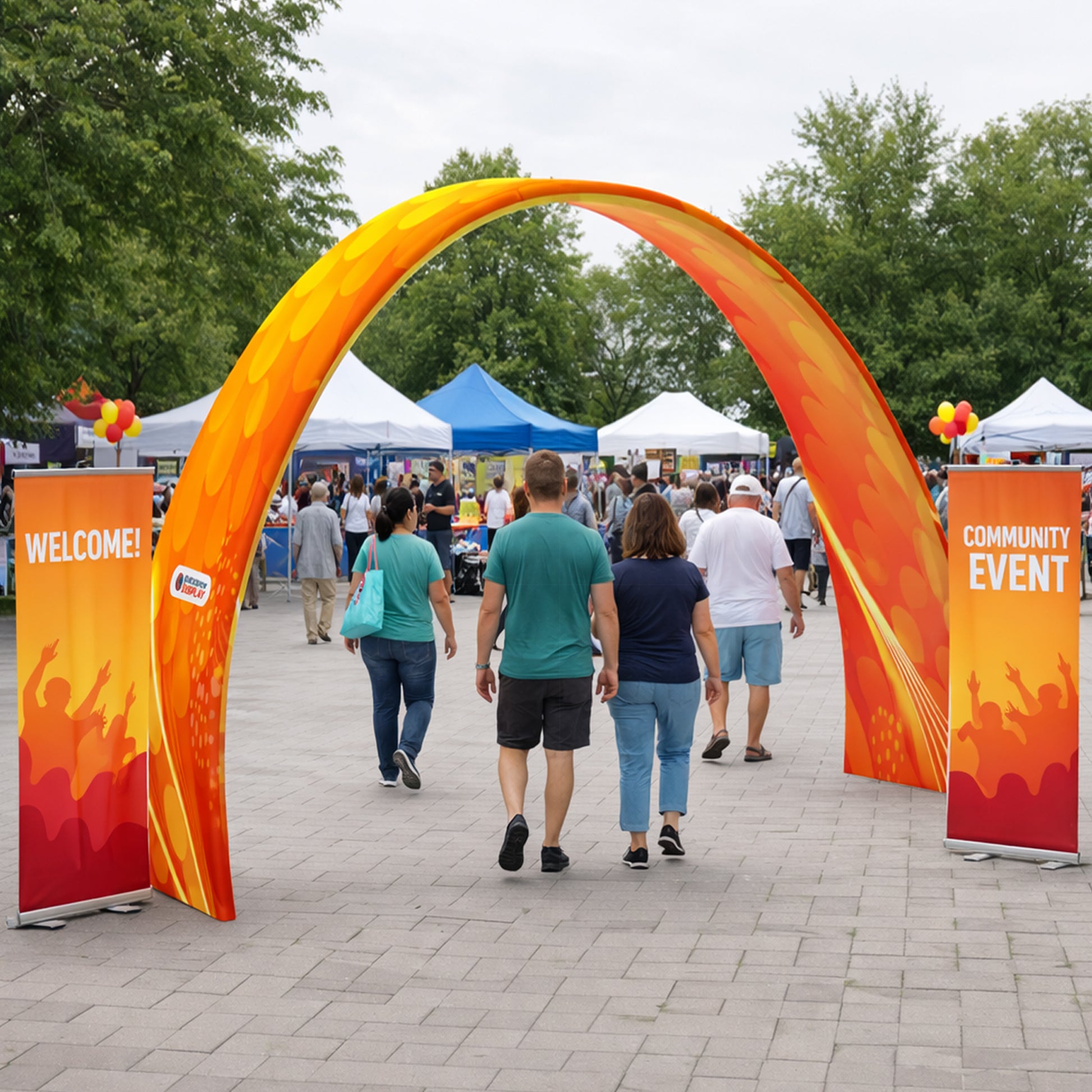 Custom Extra Wide Base Triangle Trade Show Arch Display - QuickShowDisplay