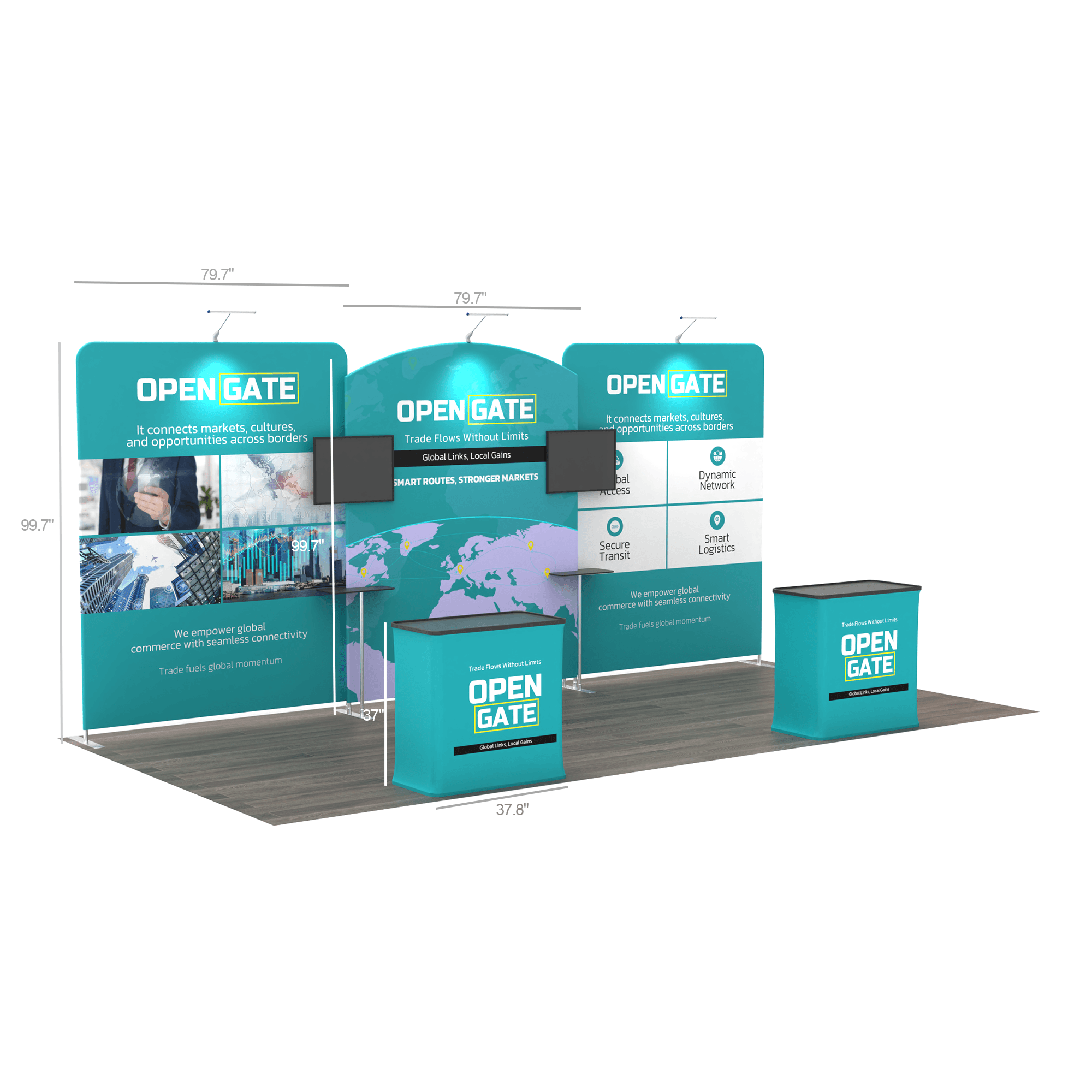 Modular 10x20 TenseFlex Media Trade Show Booth C - QuickShowDisplay