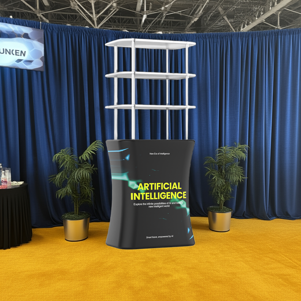 Rectangular Banner Stand with Shelving