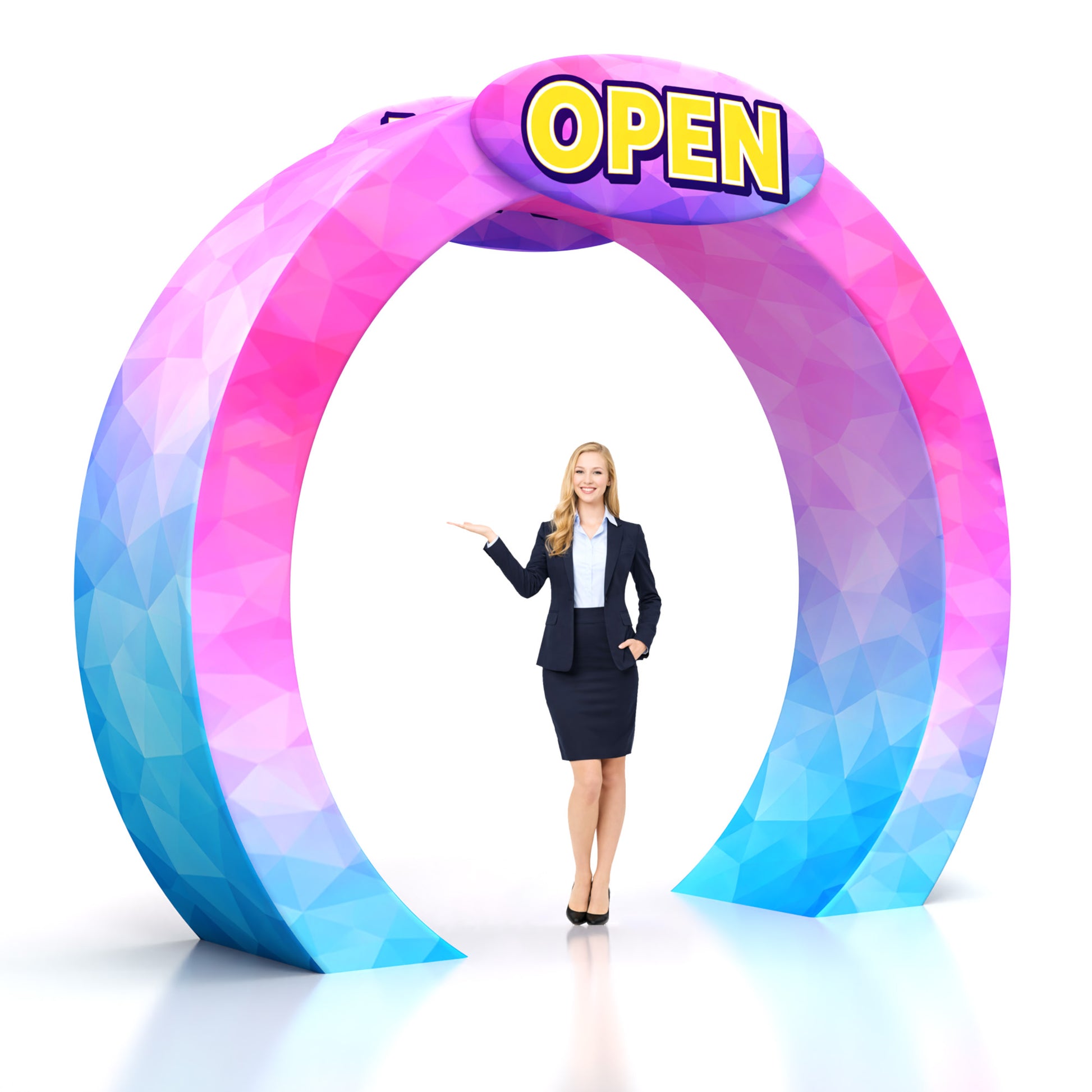 Stability Cube Trade Show Arch Display with Header - QuickShowDisplay