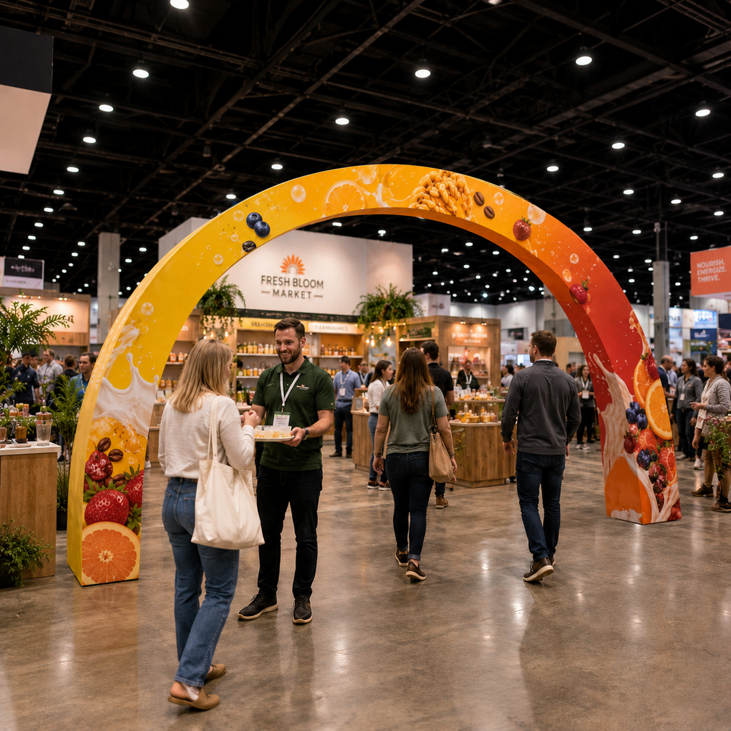 Custom 20ft C-Shaped Fabric Archway Display for Trade Shows & Events - QuickShowDisplay