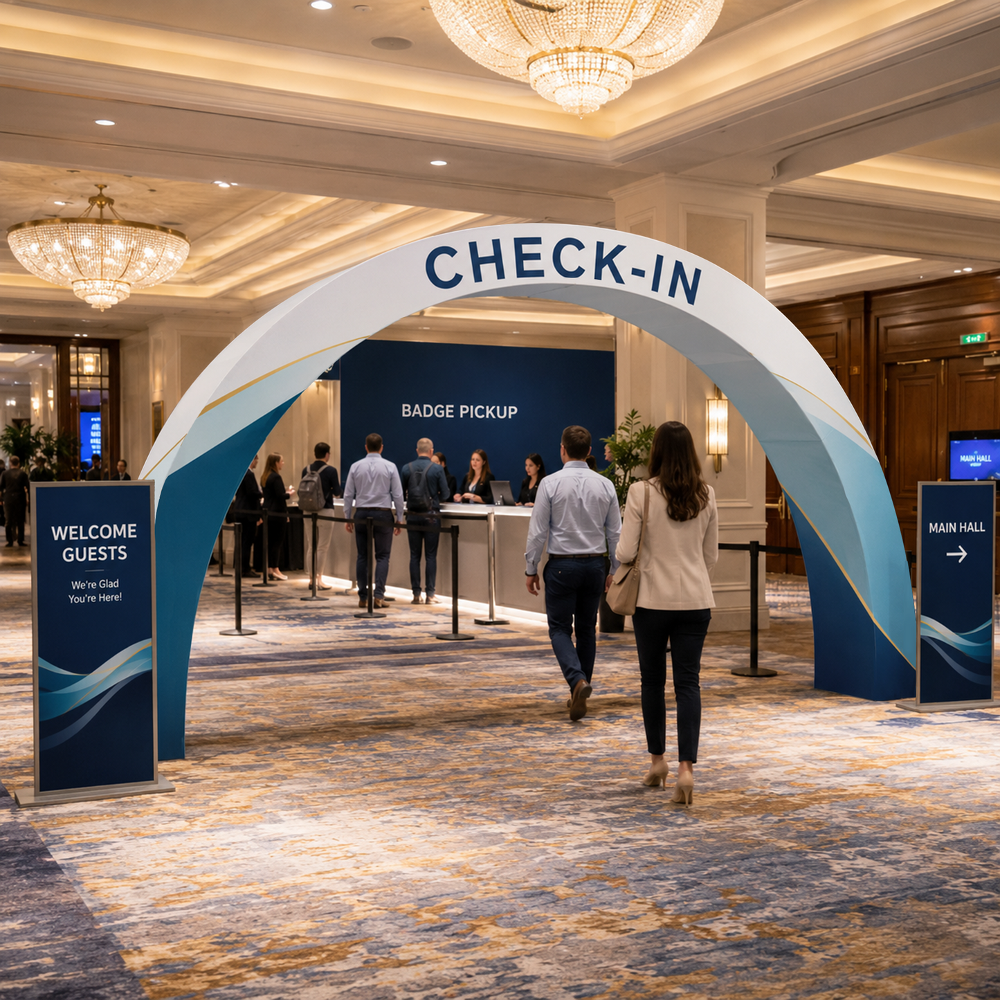 Custom 20ft C-Shaped Fabric Archway Display for Trade Shows & Events - QuickShowDisplay